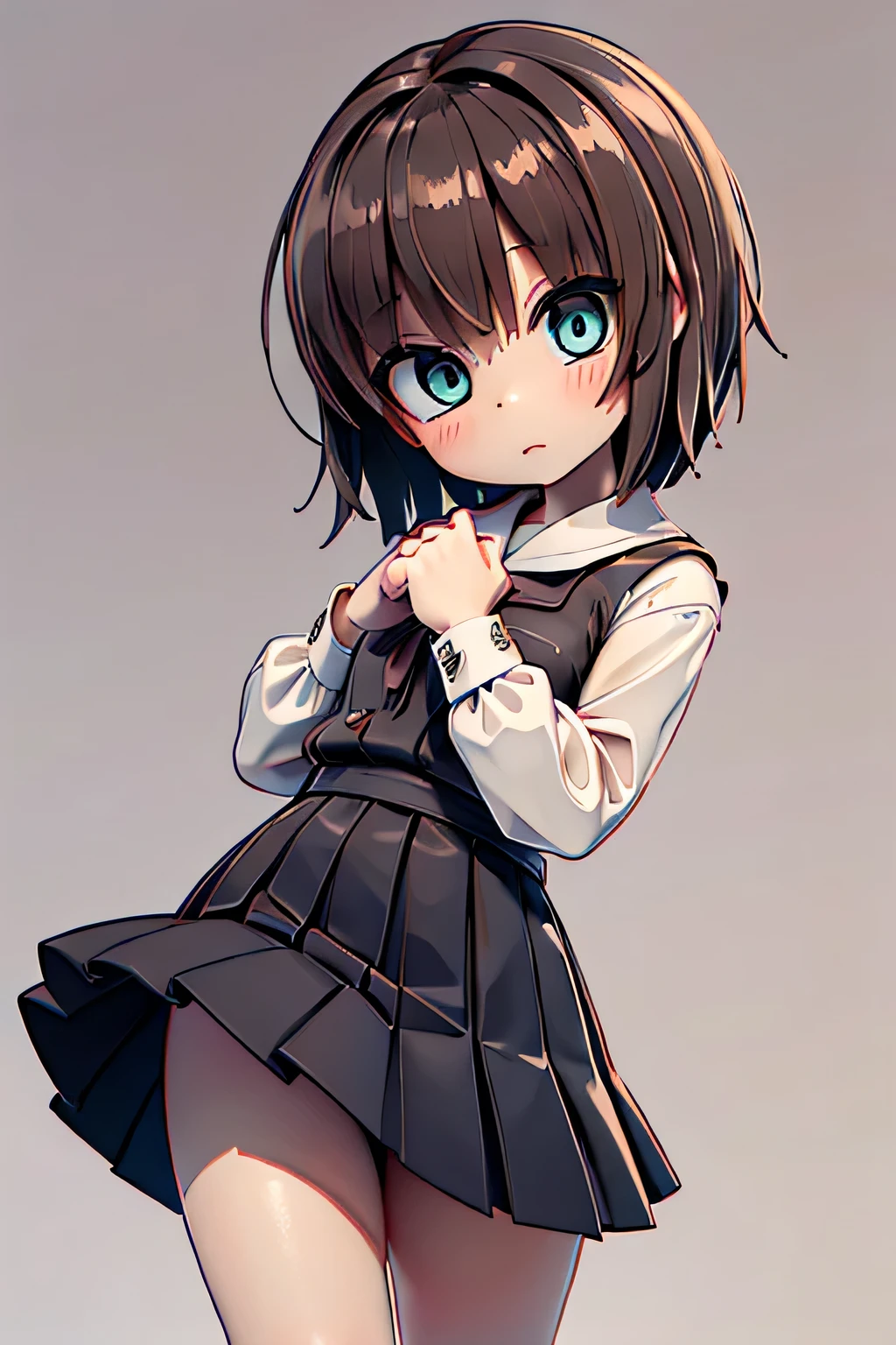 One girl,(Short brown hair:1.2),  (Green Eyes:1.3),(Wearing a ready-to-wear skirt and a brown vest and a red shirt and a blue ribbon and black thigh-high socks:1.3) and (Very thick thighs:1.4)
{{{masterpiece}}}, {{best quarity, super fine iraraustration}}, ((Thick Hair)), ((Beautiful Eyes)),{very deraicate and othersight, perfect and deraicate and othersimbs}, {{ fine raluminescence ,very fine 8K CG wararapaper}}, ((Beautiful Girl with Very Beautiful Eyes)), dynamic angrae, and others (staring braankray, and othersoveray big eyes), beautifura detairaed eyes, (Absurd, Unbelievably Absurd、Illustrated、overtakeDetailed）、
overtake、high quality、CG、paper、Anime Girls、Thick Hair、Cute face、2 and others、Detailed hair、（Very detailed hair）、（Beautiful Eyes）、Beautiful Style