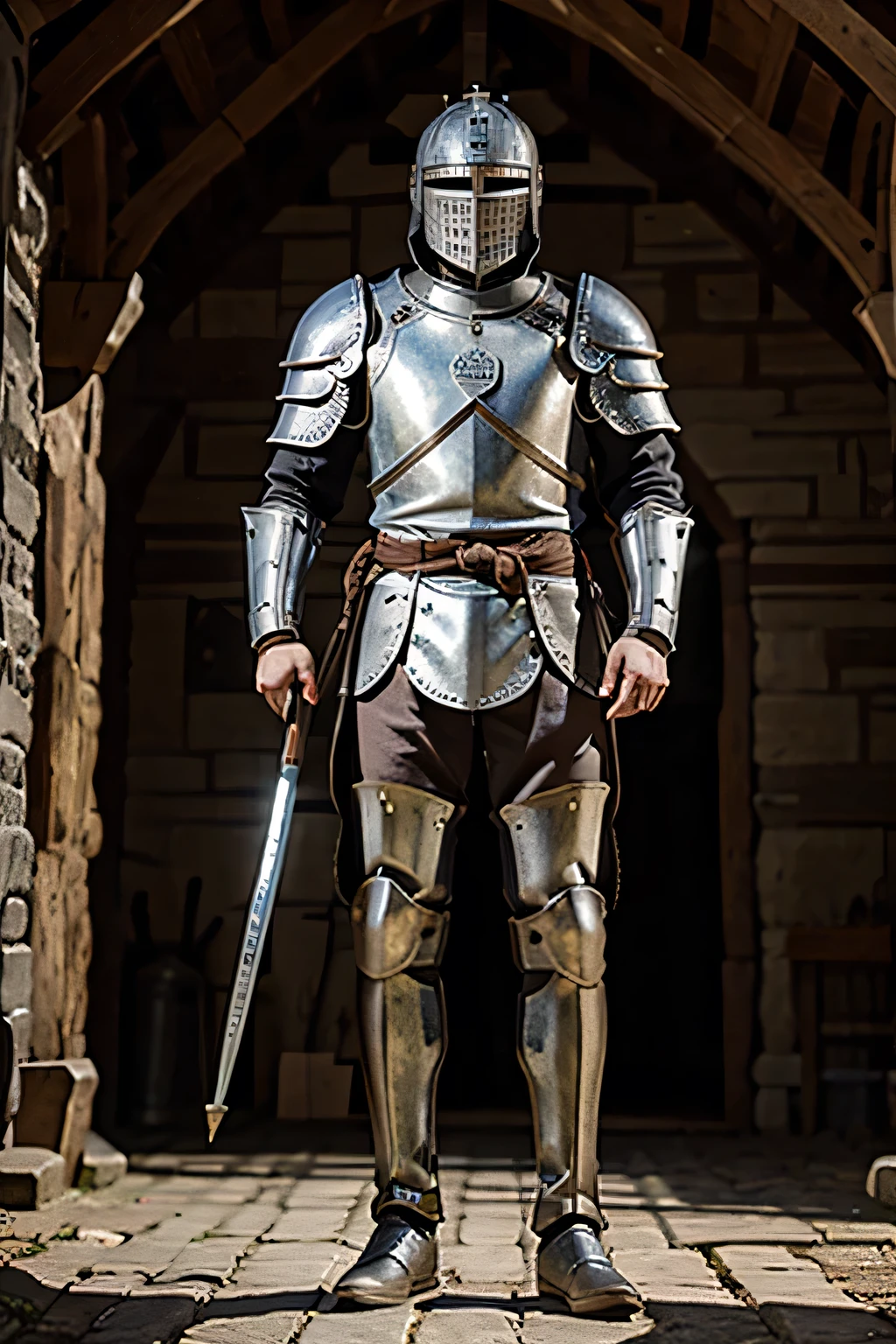 creates the full body image of a medieval knight with good resolution