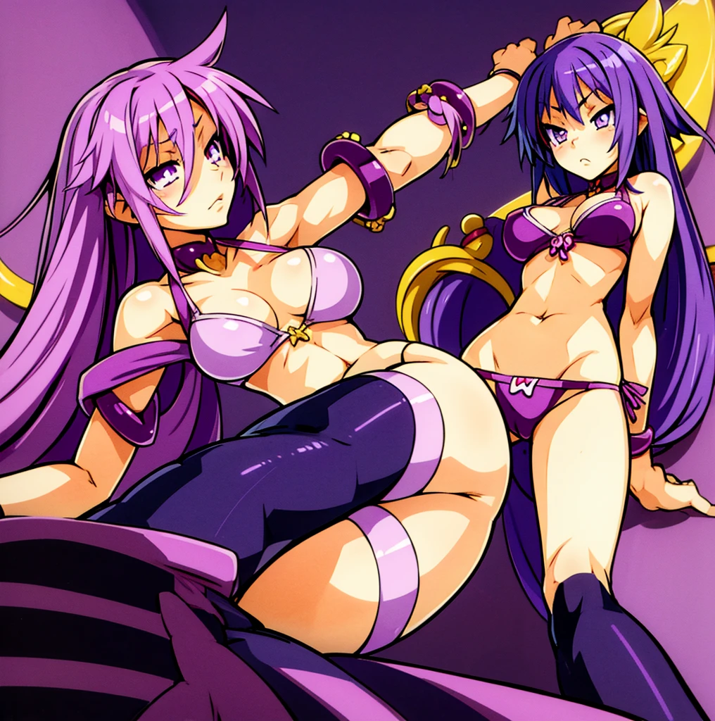 anime girl with long purple hair and purple bra top, seductive anime girl, juri misaki, anime waifu, ecchi anime style, anime moe artstyle, zerochan art, anime goddess, (anime girl), miku, anime monster girl, in a bikini, is wearing a swimsuit, anime girl, digital anime art!!, waifu, pretty anime girl