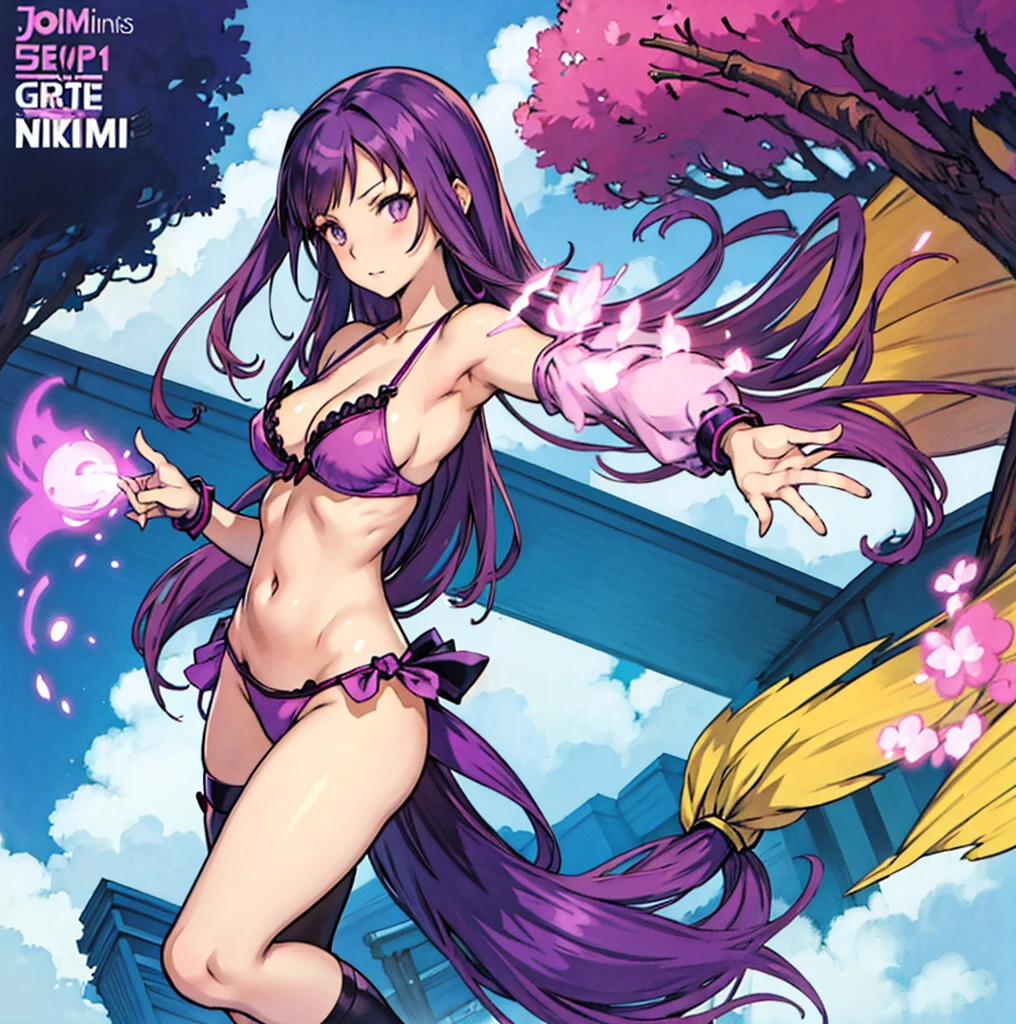 anime girl with long purple hair and purple bra top, seductive anime girl, juri misaki, anime waifu, ecchi anime style, anime moe artstyle, zerochan art, anime goddess, (anime girl), miku, anime monster girl, in a bikini, is wearing a swimsuit, anime girl, digital anime art!!, waifu, pretty anime girl