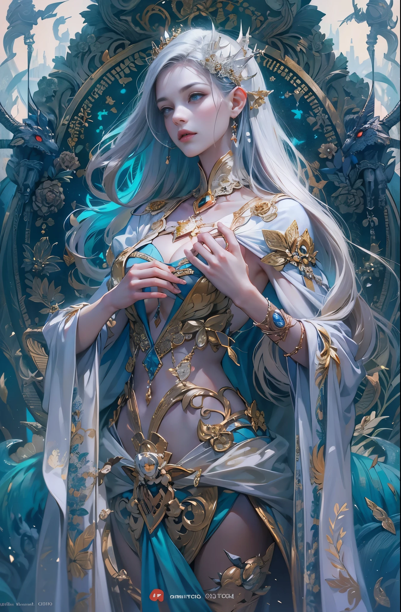 hell、purgatory、A world without light, Black Ghost、fear, Wails, despair, Breathtaking beauty, Gothic, Solemn, Majestic, Very beautiful Caucasian woman in her 20s、Queen of the Dead、The majesty of the queen, ペルセポネとhellの番犬, Ultra-fine paintings by Yan J., Artstation Contest Winner, Fantasy art, Karol Baak and Peter Mohrbacher, Mohrbacher's artistic style, Peter Mohrbacher's style, Peter Mohrbacher Art Style, Peter Moerbacher Style, detailed Fantasy art, 4K Fantasy art, By Jean Jay., Fantasy artスタイル, 2. 5D CGI Anime Fantasy Artwork, epic Fantasy artスタイル hd, Epic fantasy digital art style, 詳細なFantasy art, Detailed digital 2D fantasy art, Luan Jia and Artgerm, 8k Fantasy art, Sharp contours, Sharp eyes with slit length, Beautiful and delicate blue eyes, pretty much beautiful face, Unparalleled beauty, masterpiece, highest quality, The perfect angle, Perfect composition, Best Shot, Official Art, Cinematic light, Very beautiful and fantastic scenery, before, Ultra-precision coating, Luminism, art by Carne Griffiths and What a bone Concept Art, 4K resolution, Fractal isometricdetailed bioluminescence , 3D Rendering, Octane Rendering, Exquisitely crafted , Cinematic, Trending isometric surreal cover photos、Art Station'Amazing full color, Hit definition , Very subtle contrast of light and shadow, Cinematic,Great background, Abstract Beauty,stand, Approaching perfection, Pure Form, Golden Ratio, minimum, Revert, Concept Art, What a bone、Intricate details, 8K Post-Production, High resolution, Hyper Detail, Art Stationのトレンド, Studio shot, Intricate details, Extremely delicate and detailed painting style, Beautiful painting art, Close-up