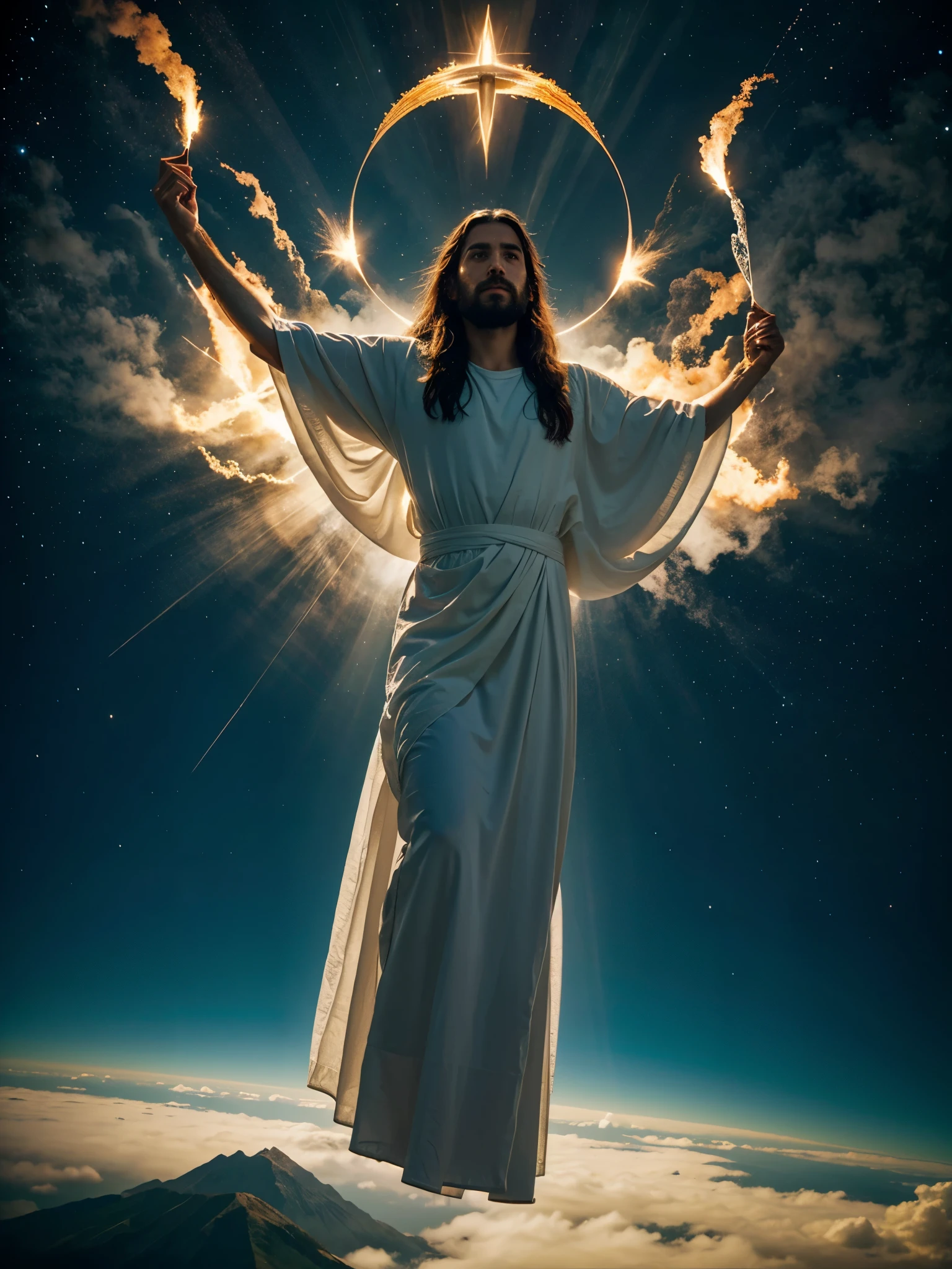 Jesus cristo com poder cosmico voltando para a terra realista