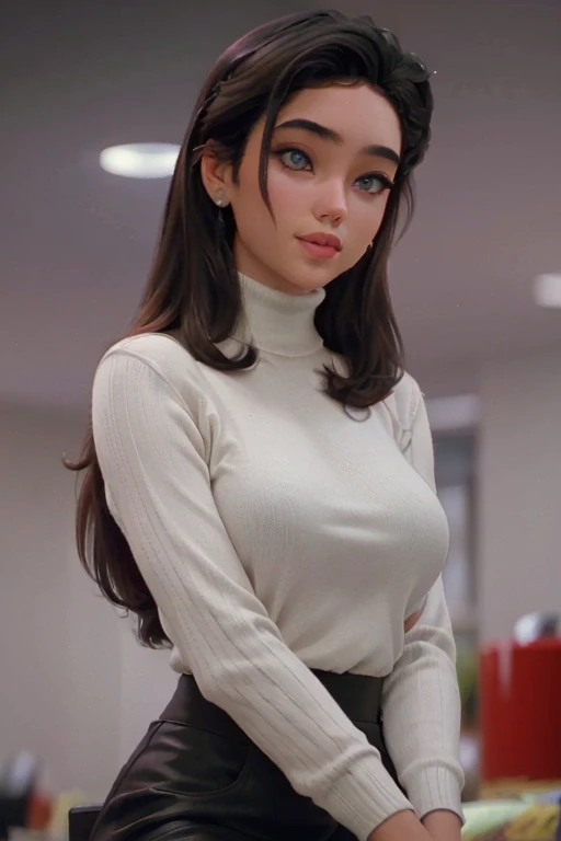 1 chica, Katara, solo, pelo largo, pelo despeinado, wet white sweater, sin sujetador, mirando al espectador, fondo azul, pelo negro, fondo sencillo, dos lados hacia arriba, turtleneck, blue eyes, labios, sonrisa seductora, ligeramente excitado sexualmente, voyeurism, Red ribbon, Cinta para el pelo, golpes, turtleneck sweater, parte superior del cuerpo, parted golpes, lazo negro, ribbed sweater, dos colas, nariz, piernas, NSFW, pose seductora