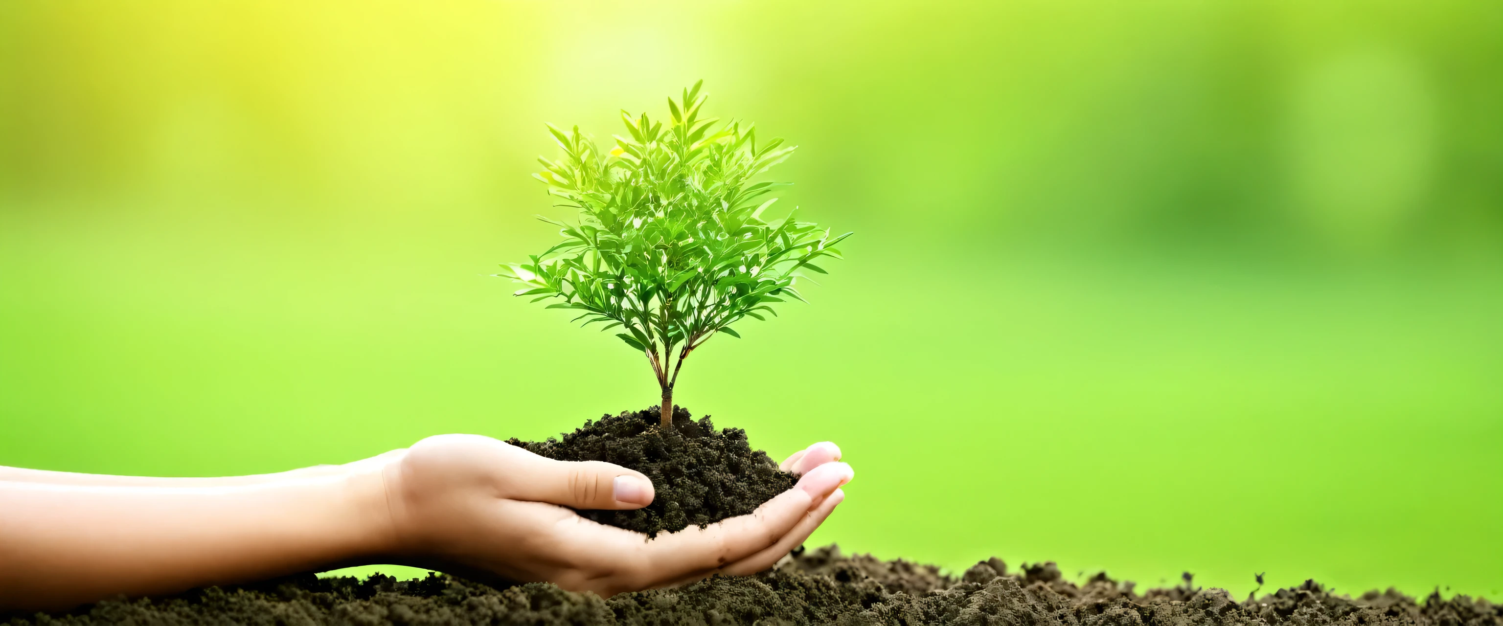hand holding small tree for planting. concept environment green world earth day