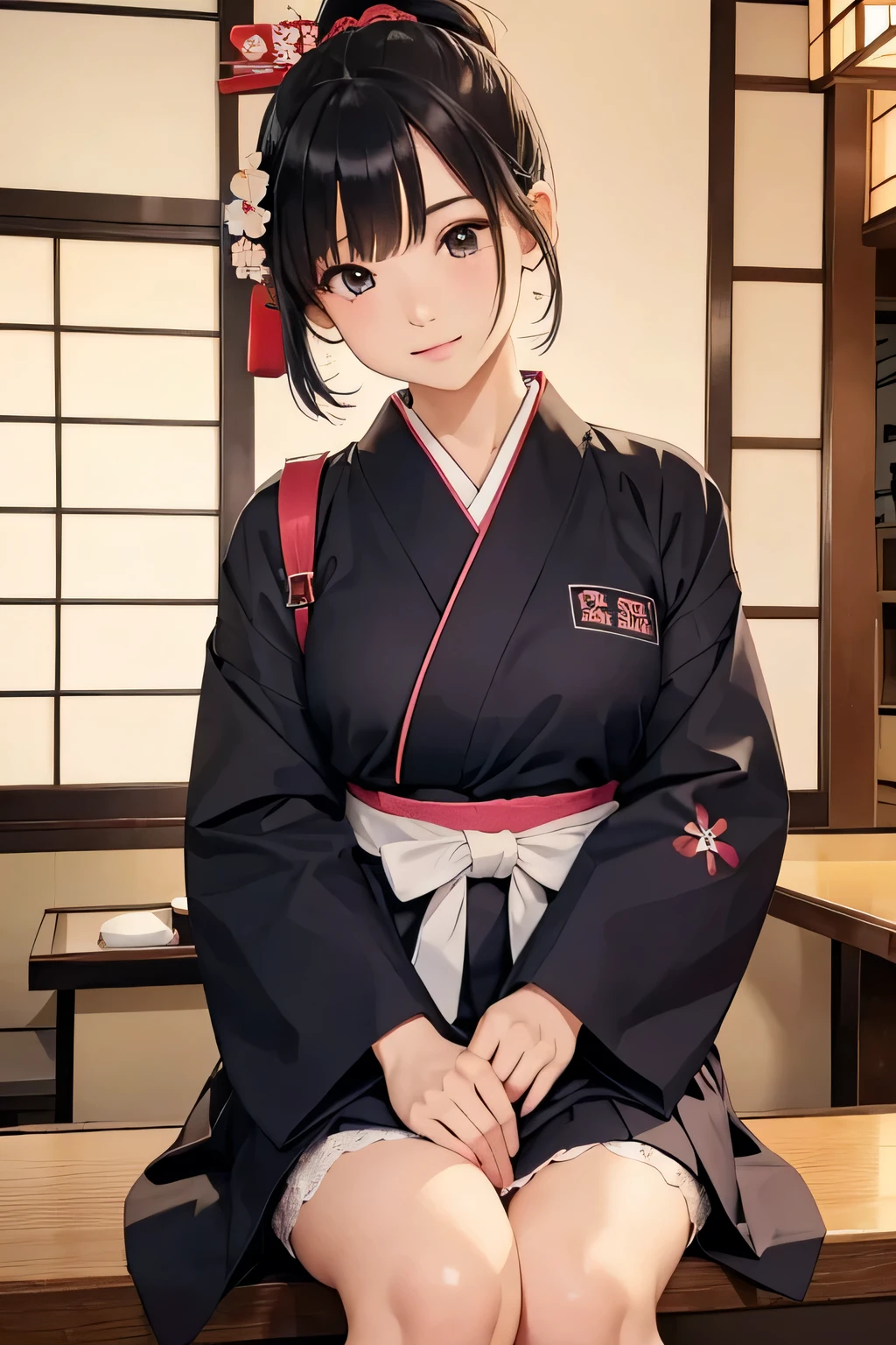 highest quality、High resolution、Detailed Background、(Beautiful face in every detail:1.4)、Anatomically correct、(Draw the usual number of fingers:1.2)、(Detailed facial expressions)、(Detailed eyes:1.2)、(Detailed eyes:1.2)、Beautiful, smooth skin、Teenage beauty、(Highly detailed face:1.4)、Cute color hair color、ponytail、Bobcut、well-groomed eyebrows、Emphasizing cuteness and femininity、Do cute things、Fit on one screen、smile、Less exposure、Show the whole body、
(I work at a Japanese restaurant.:1.5)、
By combining a cute Japanese-style uniform with a hakama and lace-up boots, you can create a modern and unique style.、We recommend bright colors and floral designs for your hakama.、
Wearing a colorful haori over your hakama will give you a more unique and cute look.、
Floral and bird patterns、We recommend designs with patterns, such as animal prints.、
By coordinating the colors of the hakama and haori, you can create a unified look.、
Pairing your hakama with easy-to-wear lace-up boots will give you a modern and unique look.、Please choose the color of your boots considering the harmony or contrast with your hakama.、
If your hakama is a light color, choose white or pastel colored boots to accentuate your cuteness.、
Japanese-style uniforms look even cuter when you add hair ornaments and accessories.、Flowers and ribbons、Let's arrange your hairstyle using Japanese-style hairpins, etc.、By matching the pattern and color of the hakama, you can create a well-balanced style.、
Try coordinating a cute Japanese-style uniform with a hakama and lace-up boots.