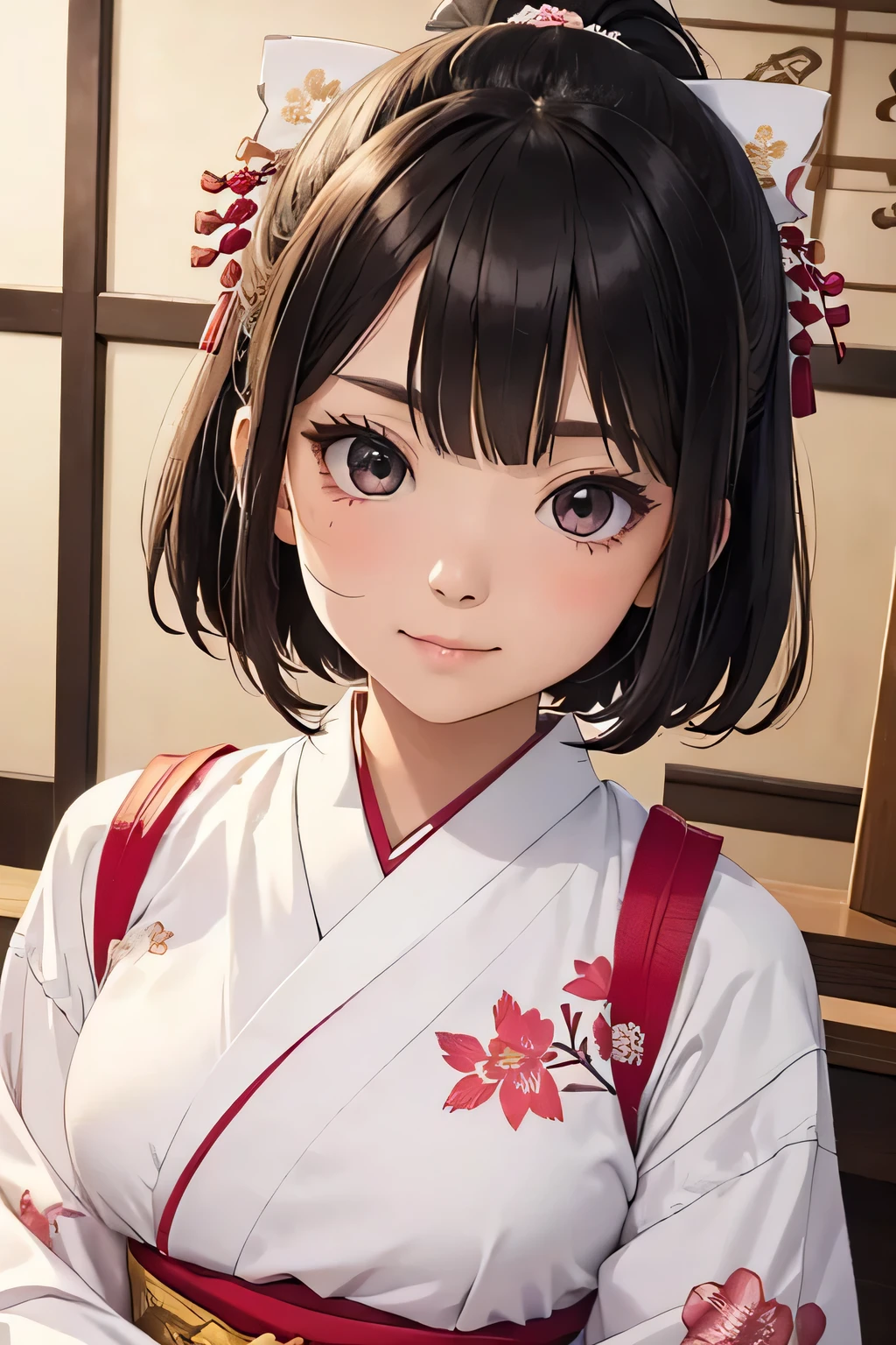 highest quality、High resolution、Detailed Background、(Beautiful face in every detail:1.4)、Anatomically correct、(Draw the usual number of fingers:1.2)、(Detailed facial expressions)、(Detailed eyes:1.2)、(Detailed eyes:1.2)、Beautiful, smooth skin、Teenage beauty、(Highly detailed face:1.4)、Cute color hair color、ponytail、Bobcut、well-groomed eyebrows、Emphasizing cuteness and femininity、Do cute things、Fit on one screen、smile、Less exposure、Show the whole body、
(I work at a Japanese restaurant.:1.5)、
By combining a cute Japanese-style uniform with a hakama and lace-up boots, you can create a modern and unique style.、We recommend bright colors and floral designs for your hakama.、
Wearing a colorful haori over your hakama will give you a more unique and cute look.、
Floral and bird patterns、We recommend designs with patterns, such as animal prints.、
By coordinating the colors of the hakama and haori, you can create a unified look.、
Pairing your hakama with easy-to-wear lace-up boots will give you a modern and unique look.、Please choose the color of your boots considering the harmony or contrast with your hakama.、
If your hakama is a light color, choose white or pastel colored boots to accentuate your cuteness.、
Japanese-style uniforms look even cuter when you add hair ornaments and accessories.、Flowers and ribbons、Let's arrange your hairstyle using Japanese-style hairpins, etc.、By matching the pattern and color of the hakama, you can create a well-balanced style.、
Try coordinating a cute Japanese-style uniform with a hakama and lace-up boots.