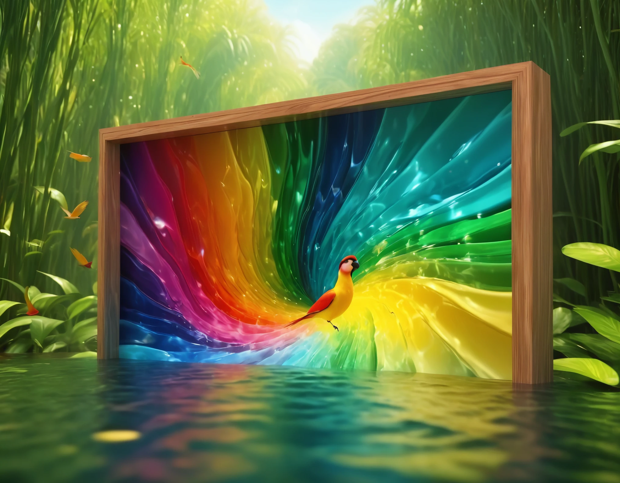 nature motion water sliding multiple box sideshow style frame colourfull bird dreamy landscape with morphing colours and dazzeling waterwalls motion graphics 5d 1080p 9 16 size 4k hd