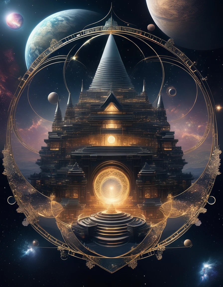 Magic Dream Castle, Sacred geometry, Clear focus, Floating Ghost Mage, Heaven and earth collapsed, Mobius strip, Black Hole, Lots of meteorites floating, Combination Magic Circle, call, The transformation of material and immaterial, Kim Sik, and other complex ritual combinations , Mike Winkelmann style的超现实数字艺术, 罗尔夫·阿姆斯特朗style: Fractal, Alberto Vargas, 和 H'style.R. liver. liver,Magical Realism,classical realism,Surrealism,imagination,Science fiction,from another realm,impossible,visual exaggeration,post cyberpunk,Nano punk,atom punck,gather,Circuit,lightpainting,白羊seat,♈︎,金牛seat,♉︎,双子seat. ♊︎,cancer,♋︎,天蝎seat,♏︎,天秤seat,♎︎,seat,♍︎,狮子seat,♌︎,射手seat,♐︎. 摩羯seat,♑︎,水瓶seat,♒︎,双鱼seat,♓︎,Unreal Engine,Octane Rendering,V-Ray,High Detail,high quality,high resolution,Surrealism,16K,Ultra wide angle,High Angle Shot,,Bioluminescence,