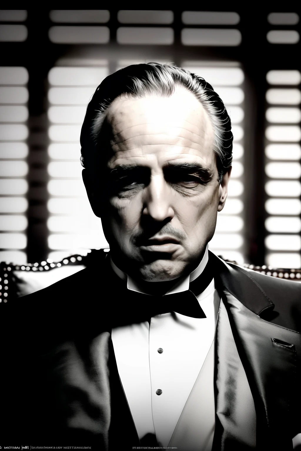 Movie poster for "The Godfather" -- sequel:

An iconic image of Al Pacino as Michael Corleone, the mafia don taking center stage. His intense gaze pierces through the viewer, a subtle smirk playing on his lips, conveying both power and danger. The background is dimly lit, creating an ominous and mysterious atmosphere. The Godfather logo is prominently displayed at the top left corner, while the tagline "Family. Power. Loyalty." is elegantly written below, encapsulating the themes of the upcoming sequel. The high-definition photograph exudes an intriguing allure, drawing in the audience for another unforgettable journey into