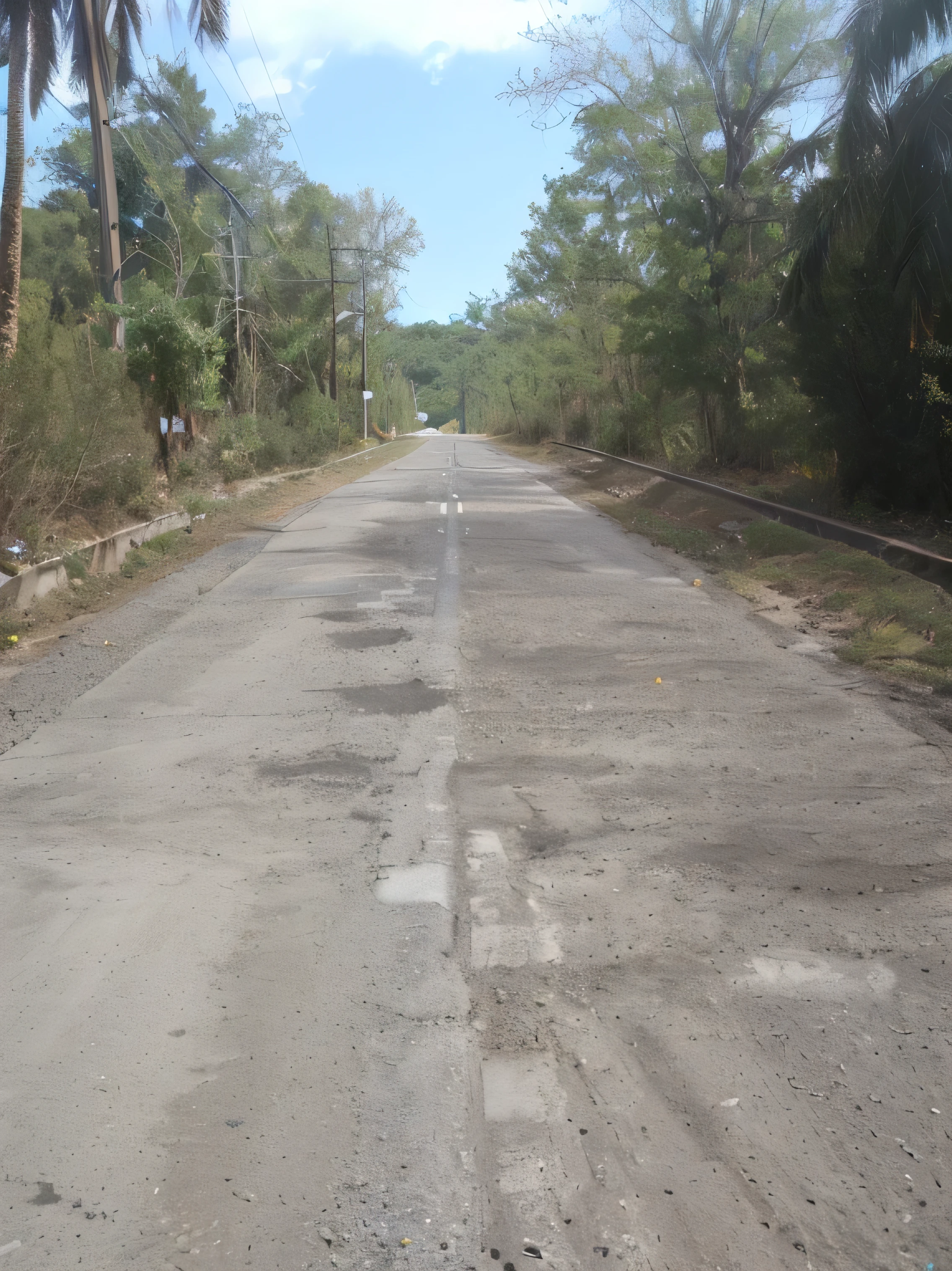 Paved the road neatly like it was newly reconstruct, make it in gray that seems to used a asphalt, make it more appropriate road