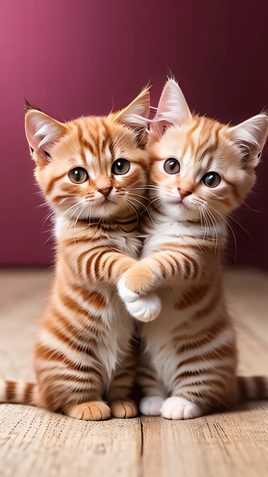 ２Two munchkin kittens hugging each other　The cat fills the screen　Cupid&#39;s bow is placed　Cats are angels　god々New Background　The place is heaven　Highest quality　Photorealistic