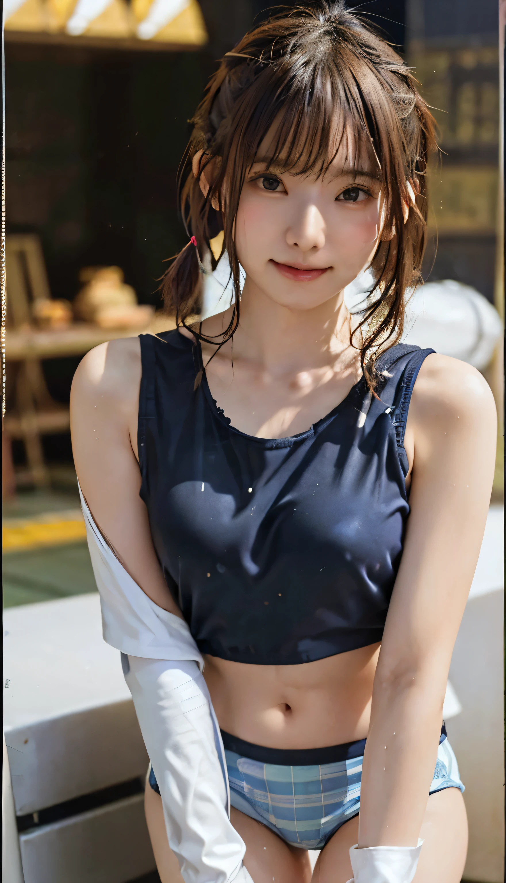 (masterpiece:1.3), (8K, Realistic, Live Shooting, Best image quality: 1.4), 20Young girl years old、In Japanese style 、(Casual Hairstyles:1.2)、Super detailed face、An eye for detail、double eyelid、Chest to chest、Sharp focus:1.2、Cute Woman:1.4、Light brown hair、highest quality、masterpiece、Ultra-high resolution、(Realistic:1.4)、Highly detailed and professionally lit smile、Tight waist、Beautiful woman、(((Tiny vinyl bikini、Knee Stockings、Smile lightly)))、thin、(((Short Hair、transparent vinyl bikini、Dripping sticky love juice、Leg spread、Cowboy Shot 、Short twin tail hair))) 、Open thighake eye contact with the camera、Climax expression、(((Climax face、View from below)))、View from below、Sticky love juice、See-through clothing