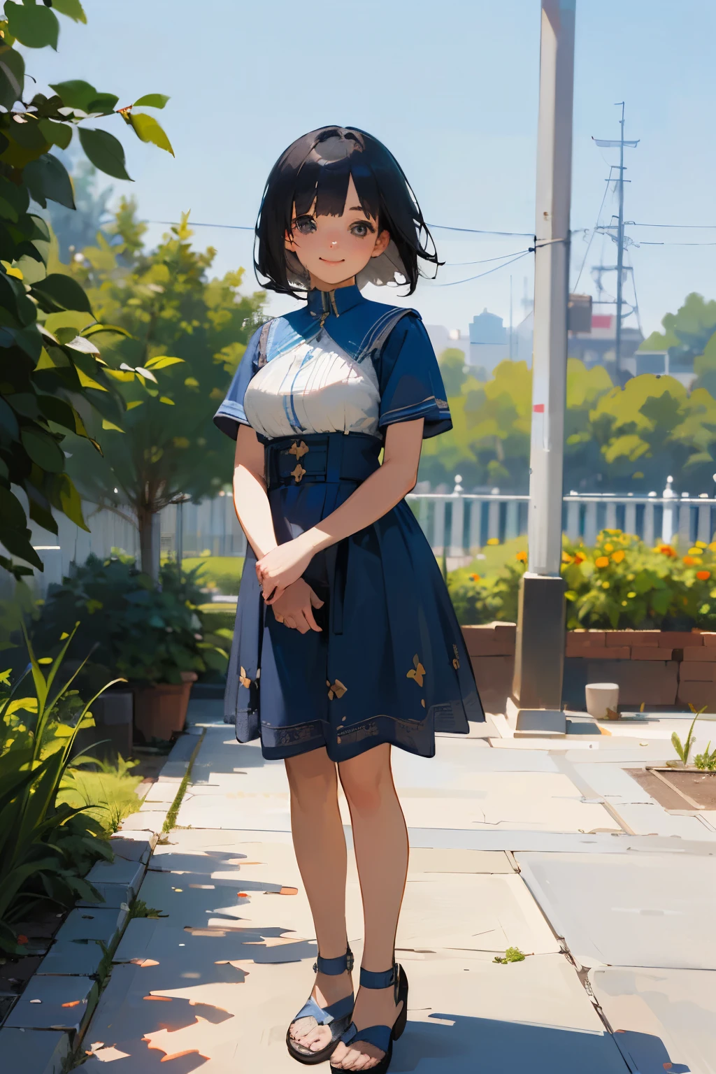 There are lots of little girls , (Black Chinese Dress:1.3) , (Small body:1.5) , Black Hair , village , Laughing , playing ,