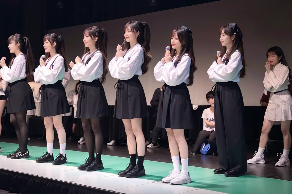 ((最high quality, 8k, masterpiece詳細, 超High resolution)), (Group photo), (Looking at the audience), (Mid Shot:), Attractive girl、Cute Girls、Three girls lined up、Young Japanese women、Full body photo、whole、最high quality, masterpiece, 32k、Very detailed、Realistic、3 girls, Japanese women、It's a random face、Cute face, (photo Actual:1.3), Edge lighting, (Skin with attention to detail:1.2), 8k超High resolution, Single-lens reflex camera, high quality, High resolution, 4K, 8k, Optimal ratio of four fingers to one thumb, (Actual:1.3), smile、自然なsmile、Baseball Cheerleader Costumes(Bright pink、Light blue line design、Japanese professional baseball cheerleaders)、Cat ear headphones(ピンク色のネオンCat ear headphones)、cute 1 girl, Realistic、Super Realistic、32k、Very detailed、masterpiece, 最high quality, beautiful girl, beauty、 Mecha, Beautiful lighting, Sitting,Cyber Neon、Future City、Skyscraper、City Night、Shanghai、Big cities、Night view、綺麗なNight view
