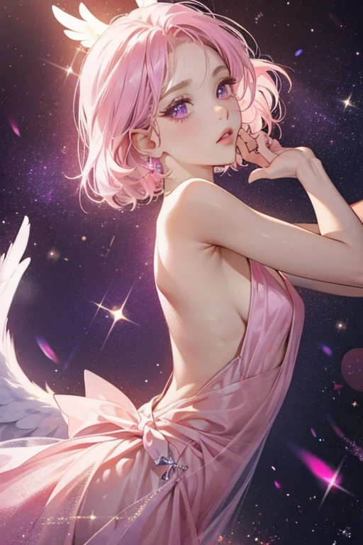 Angel is a small, pink female  experiment with a strong feminine. She has long eyelashes and large dark purple eyes.  SPARKLE; GLITTER