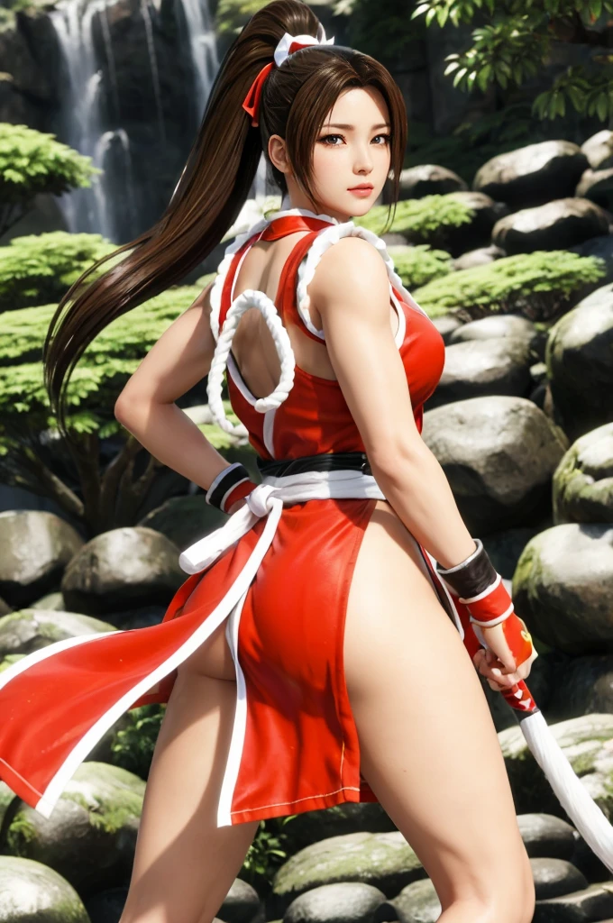 Mai Shiranui, (melhor qualidade,ultra-detalhado),(realista:1.37), rosto lindo e detalhado, textura ultra-realista, rosto delicado, athletic body, cores vivas. High definition, 8k