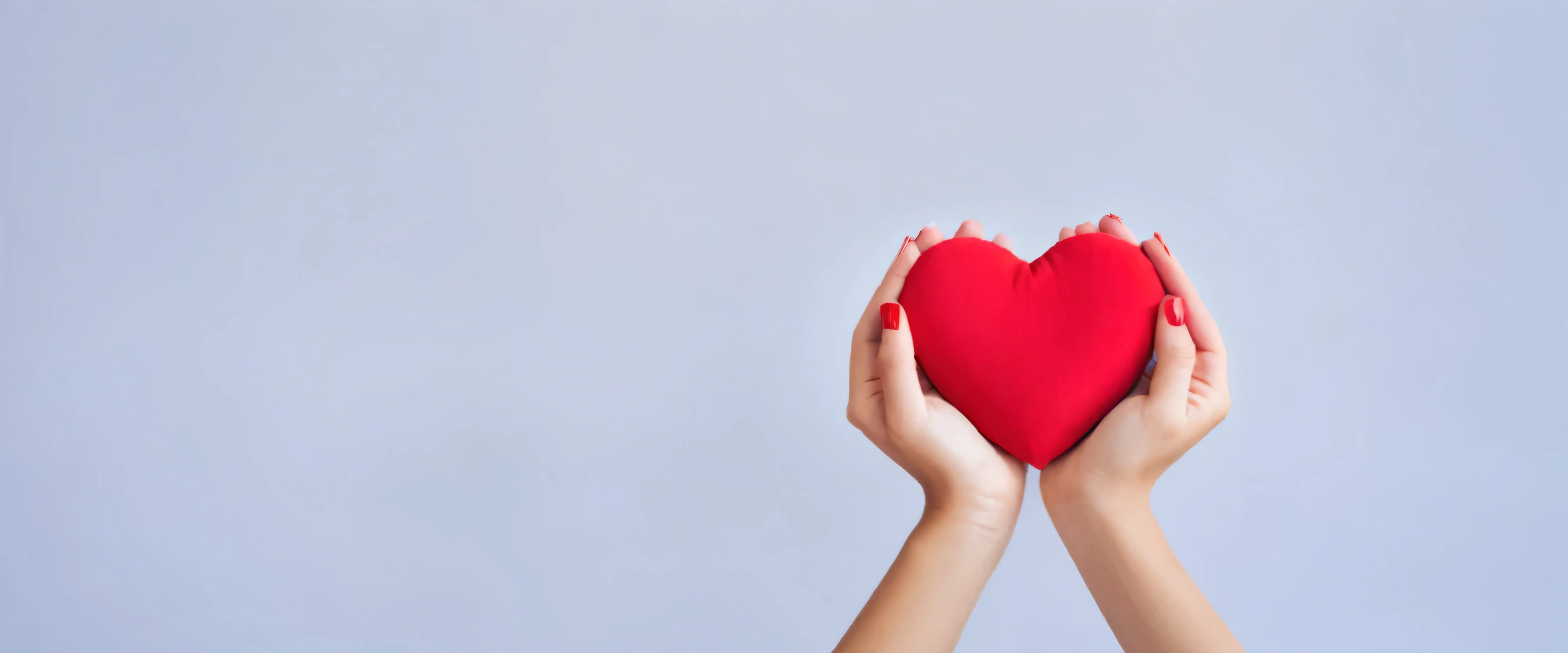 Close up of happy charity volunteer young woman hands holding red heart wishing hope or gratitude for World Hearts Day. Compliment day concept suitable for prayer and trust.