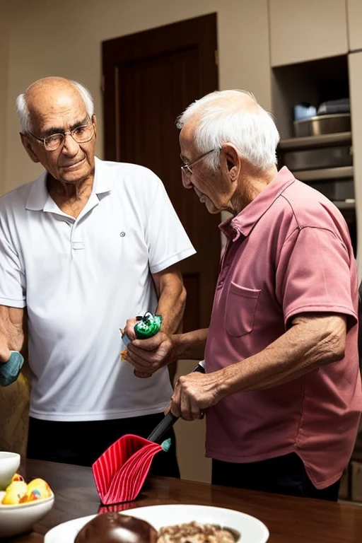 Real,
 Surreal,
 An elderly couple is cleaning up,
 Apparently the couple had come to visit with their grandchildren.,
 It appears that the grandson ransacked the elderly couple&#39;s home..,