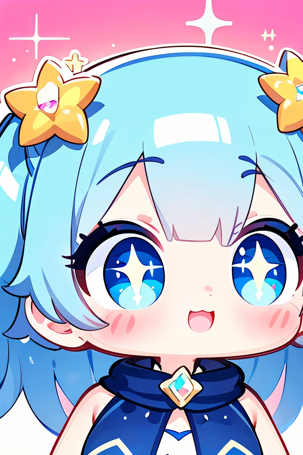 girl with、Clean hair ornament, Cute surreal bodies bien、(Detailed eyes, Eyes Like Gems, Sparkling eyes:1.3) , a smile, Blue sky