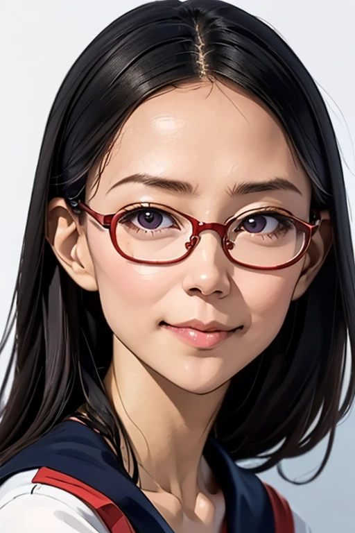(masterpiece, highest quality), One Girl, Satou, Satou, Glasses, 赤いフレームのGlasses, Sailor suit, Satou, Glasses, 赤いフレームのGlasses, Head to Chest,