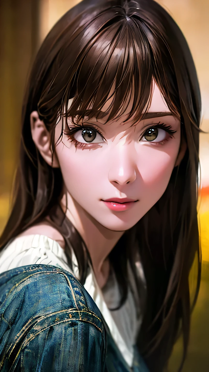 (hig彼st quality、8k、32k、masterpiece)、(Realistic)、(Realistic:1.2)、(High resolution)、Very detailed、Very beautiful face and eyes、1 girl、Delicate body、(hig彼st quality、Attention to detail、Rich skin detail)、(hig彼st quality、8k、Oil paint:1.2)、Very detailed、(Realistic、Realistic:1.37)、Bright colors、Full Body Shot, (Casual Fashion)