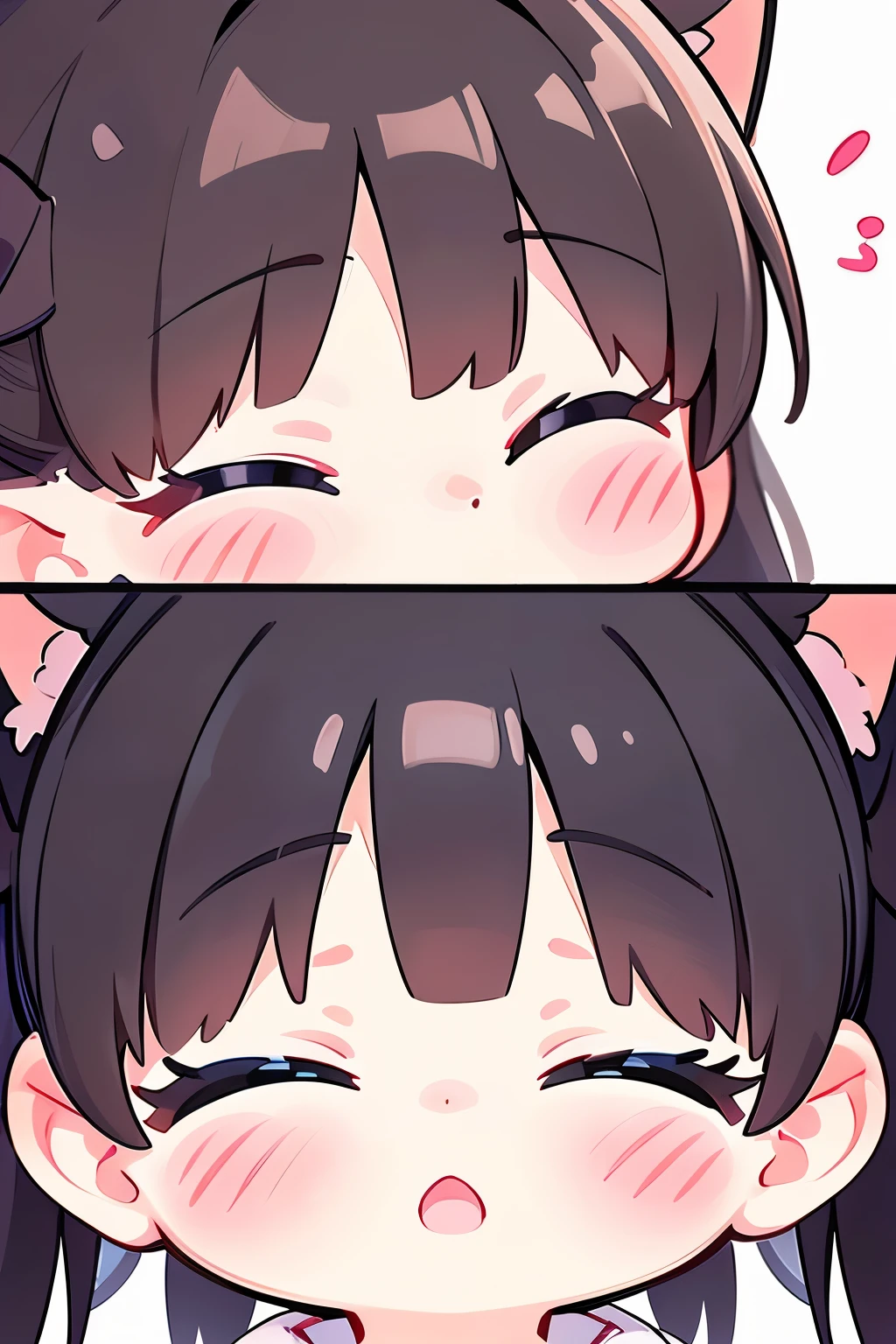 blindbox, Cute girl practicing kissing face for role, closing both eyes