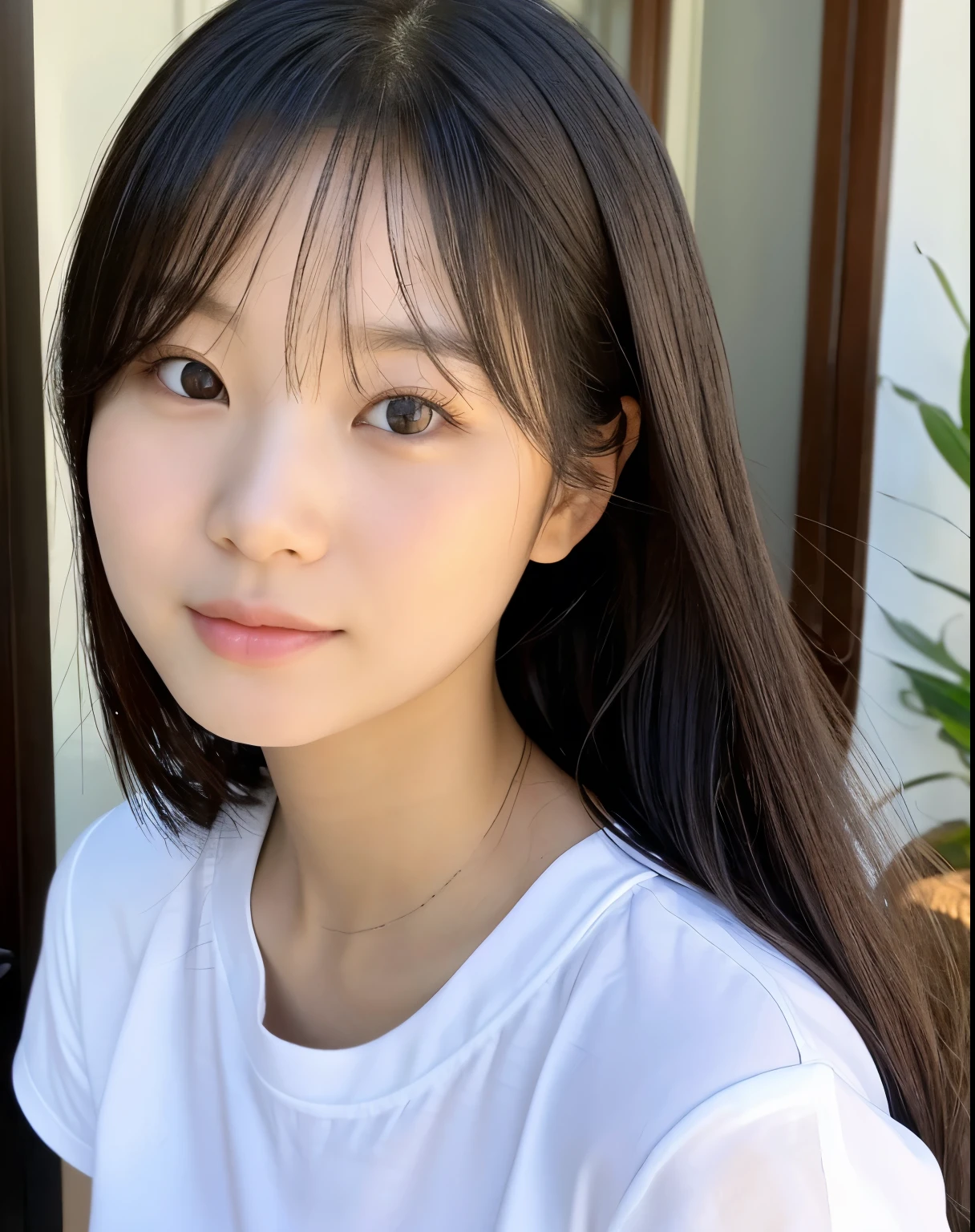 a close up of a woman with a white shirt on, chiho ashima, hwang se - on, heonhwa choe, kimi takemura, Yoshitomo Nara, lee ji - eun, lee ji-eun, beautiful south korean woman, korean girl, beautiful young korean woman, ayaka, shin min jeong