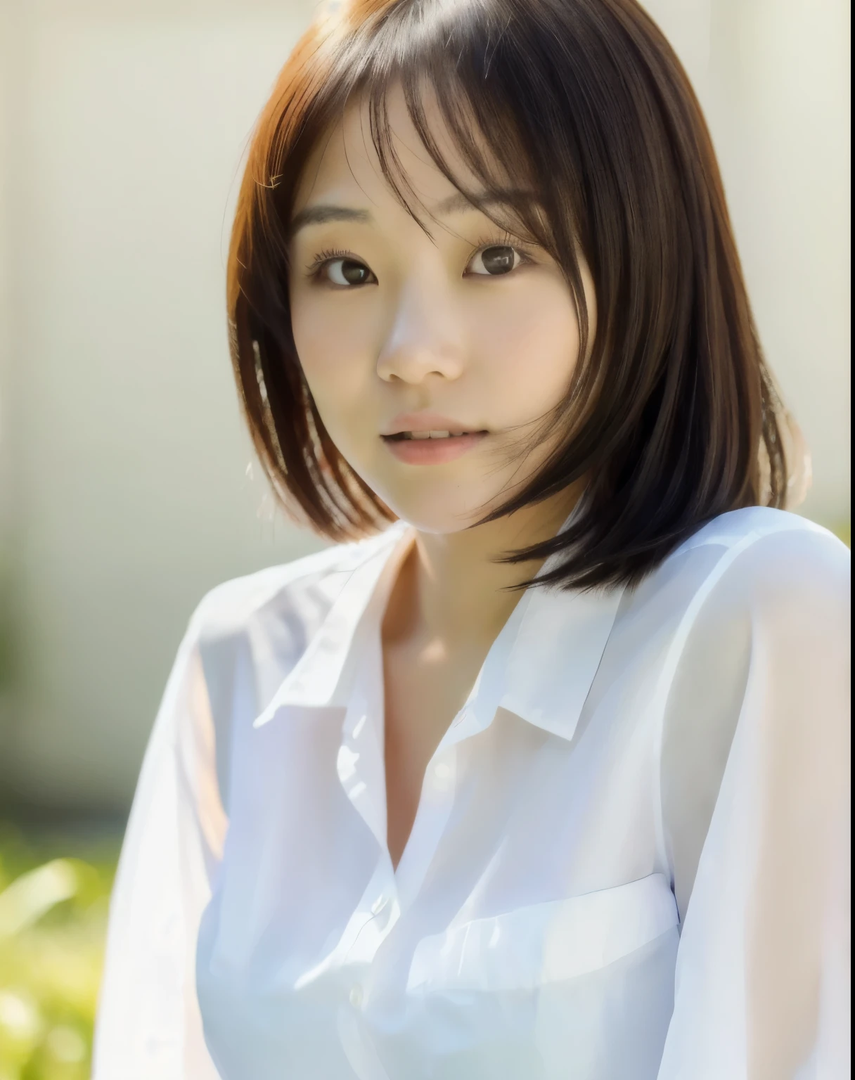 a close up of a woman with a white shirt on, chiho ashima, hwang se - on, heonhwa choe, kimi takemura, Yoshitomo Nara, lee ji - eun, lee ji-eun, beautiful south korean woman, korean girl, beautiful young korean woman, ayaka, shin min jeong