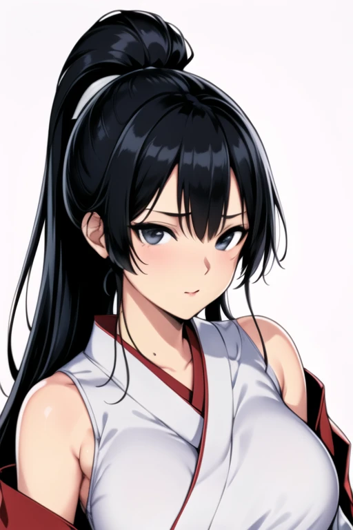 Simple White Background,
red_Hakama with white_kimono,japanese clothes,
Black eyes, Black hair,bangs, Long_hair, High ponytail,
1 girl, 20yo,Young female,Beautiful long legs,Beautiful body,
Beautiful Nose,Beautiful character design, perfect eyes, perfect face,expressive eyes,perfect balance,
looking at viewer,closed mouth, (innocent_big_eyes:1.0),(Light_Smile:0.3),
official art,extremely detailed CG unity 8k wallpaper, perfect lighting,Colorful, Bright_Front_face_Lighting,White skin,
(masterpiece:1.0),(best_quality:1.0), ultra high res,4K,ultra-detailed,
photography, 8K, HDR, highres, absurdres:1.2, Kodak portra 400, film grain, blurry background, lens flare, (vibrant_color:1.2),professional photograph,
(Beautiful,large_Breasts:1.4), (beautiful_face:1.5),(narrow_waist), full body,