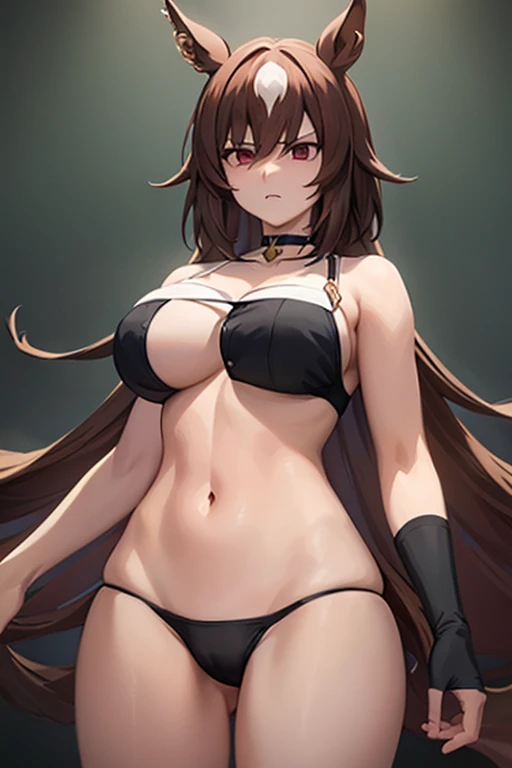1 girl,Browsing Caution,(((Large Machine-Made Choker))),(Horse Girl), hair ornaments, high,Huge , clavicle,Absurd, brainwashing,Hollow Eyes, ((Expressionless,Emotional erasure)),whole body像,((stand up, Standing still)), (highest quality、4K、8k、High resolution、Must have:1.2)、Very detailed、(reality、It is realistic.、Realistic:1.37)、Ticker、Hyper HD、Studio Lighting、Ultra High Definition Paint、Sharp focus、Physically Based Rendering、Extreme Detail、Professional specifications、Vibrancy and color、Blurred、Sports portrait、landscape、Horror Style、Anime Big Tittograph、Concept Artist、Five Fingers, Perfect body, {{{masterpiece}}}, {{{highest quality}}}, {{Very detailed}}, {shape}, {{Very delicate and beautiful}},Improved cost performance、All Roles、Canon 5D MK4でphotograph、photograph, whole body、White background、Horse ears、Expressionless、straight eyebrows、Expressionless、straight eyebrows、Expressionless、Swimwear、Hypnosis App、Stand still、@_@