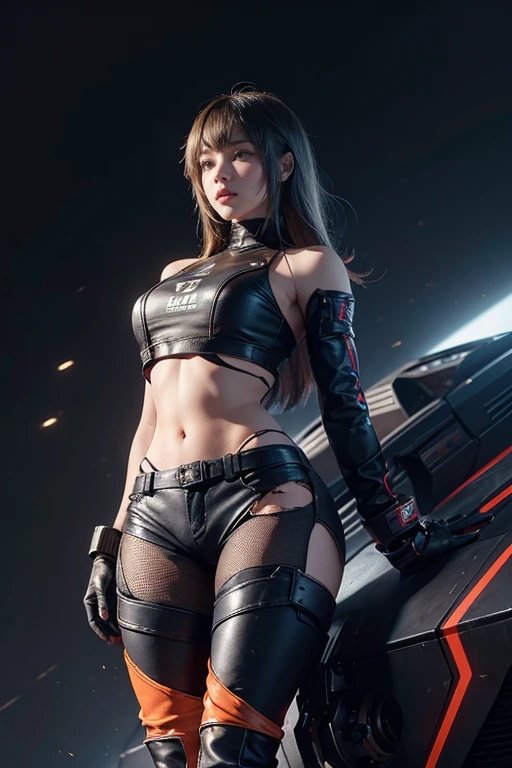 ((Lots of girls)), ((cyber punk)), ((Dynamism Pose:1.2)), ((Leg spread, Standing in Honor:1.2)), ((Torn and torn:1.1, hot pants:1.4, High leg:1.4)), ((From below:1.2)), ((Biting:1.2)), ((Huge hips:1.3)), In detail, Beautiful colors, carefully drawn hair, ((Carefully drawn eyes)), Glossy and realistic skin texture, Shiny skin, Disgusted face, ((Looking down at the viewer:1.2)), ((I'm in the city at midnight:1.2)), ((No sleeve:1.2)), ((latex)), ((Crop Top Belly Button:1.2)) Full Body Shot, loafers
