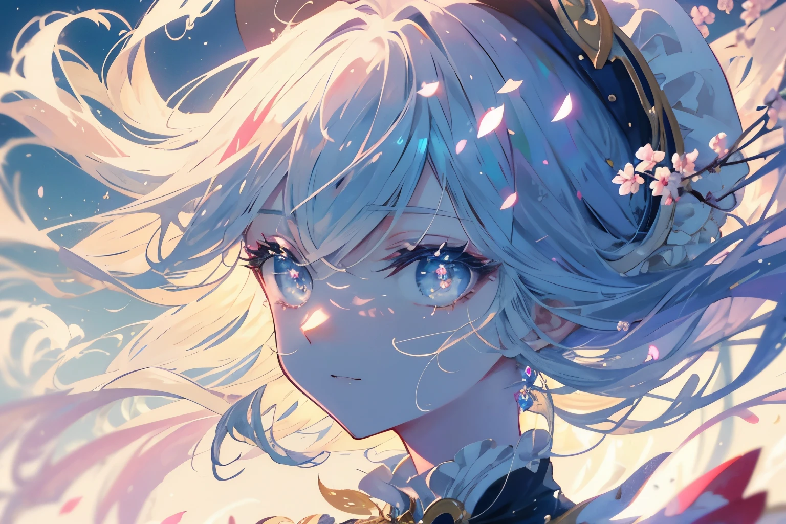 Create exquisite illustrations reminiscent of Makoto Shinkai's style, It has ultra-fine details and top-notch quality. Create a high-quality illustration of a fantastical scene with cherry blossoms fluttering in the air, featuring a beautiful boy. The illustration should evoke a sense of nostalgia and enchantment, with intricate details and a dreamy atmosphere. From the delicate petals drifting through the air to the serene expression on the boy's face, every element should be meticulously crafted to immerse the viewer in a nostalgic and magical moment. best quality, masterpiece, expressive eyes, gorgeous, vivid, perfect face, smile, happyness, 2eyes, emotion, detailed pupils, vivid pupils,stunning, life, relfection, peace, warm, compsition, artistic, 4k, wallpaper, bonnet, wind, glowing eyes