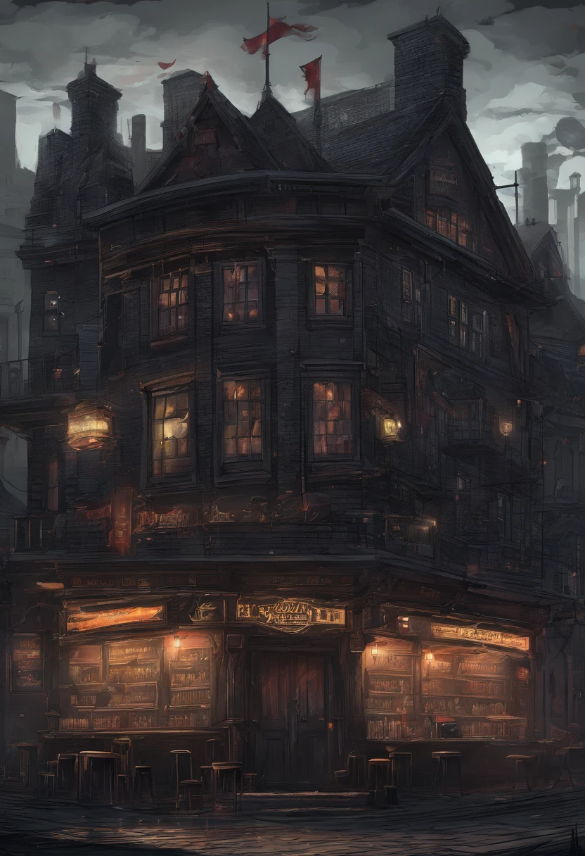 music-themed dark pub 