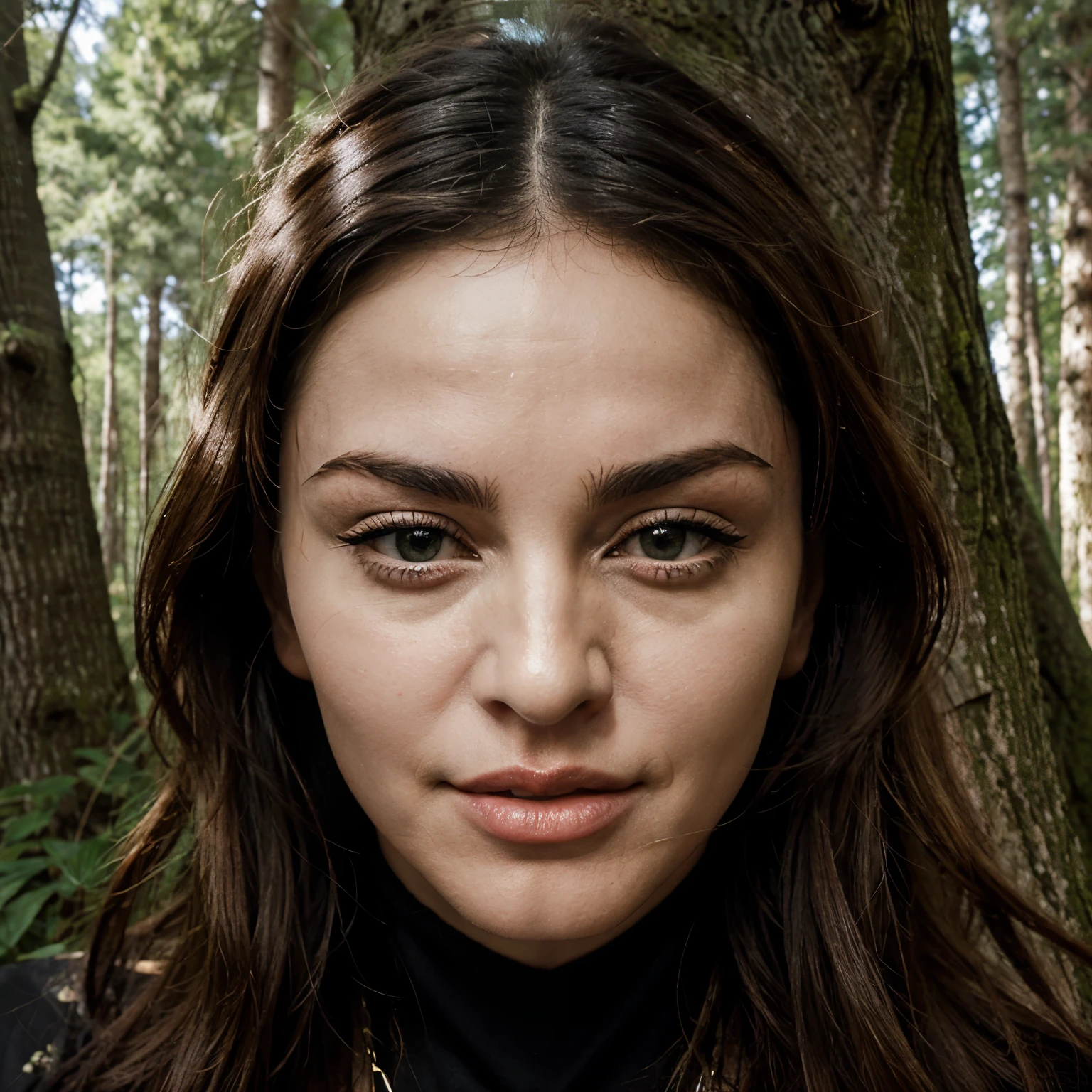 Madonna’s face in the middle of trees, like a illusion, hard to find but possible 