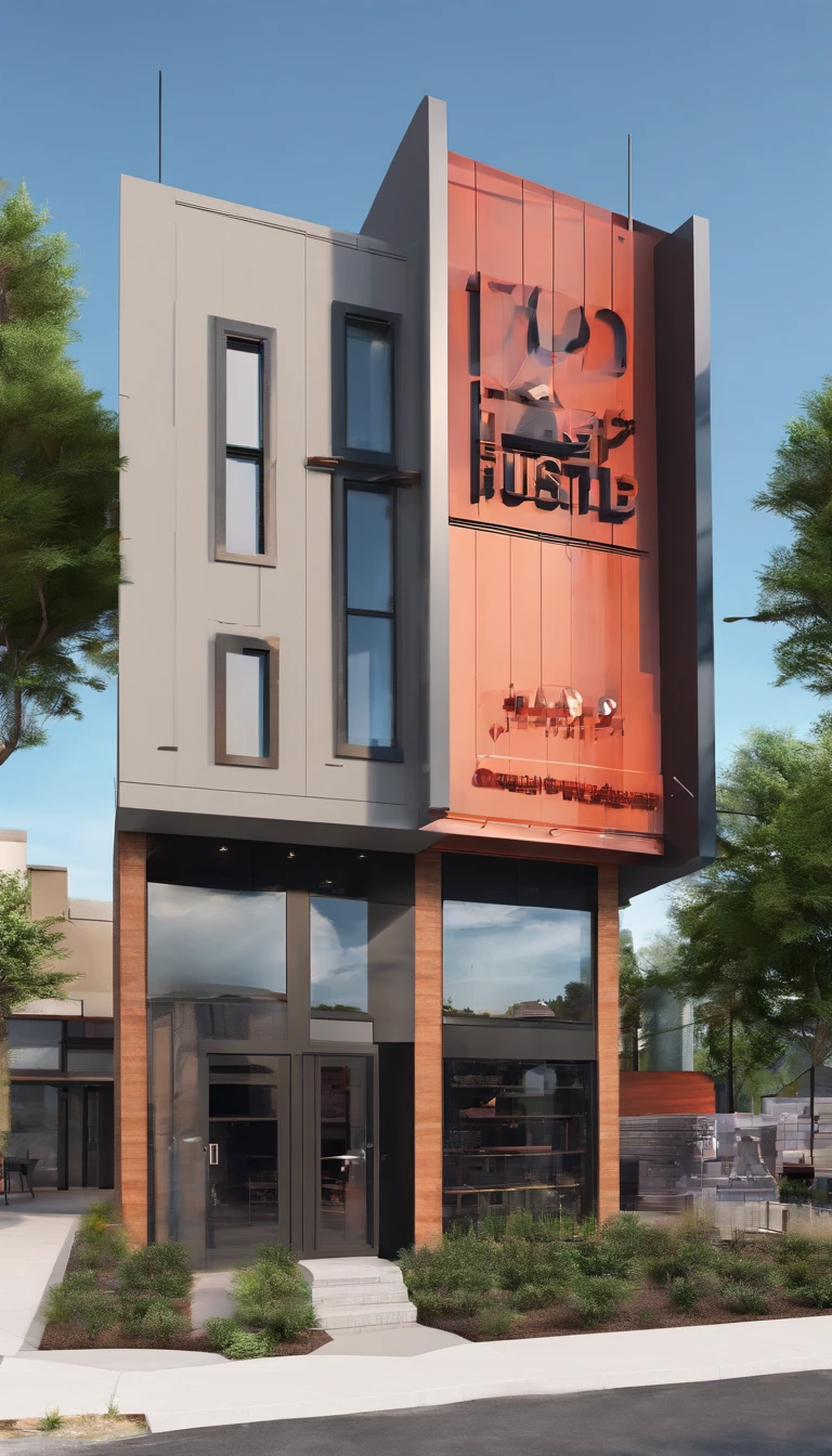 music-themed modern pub exterior design front view
