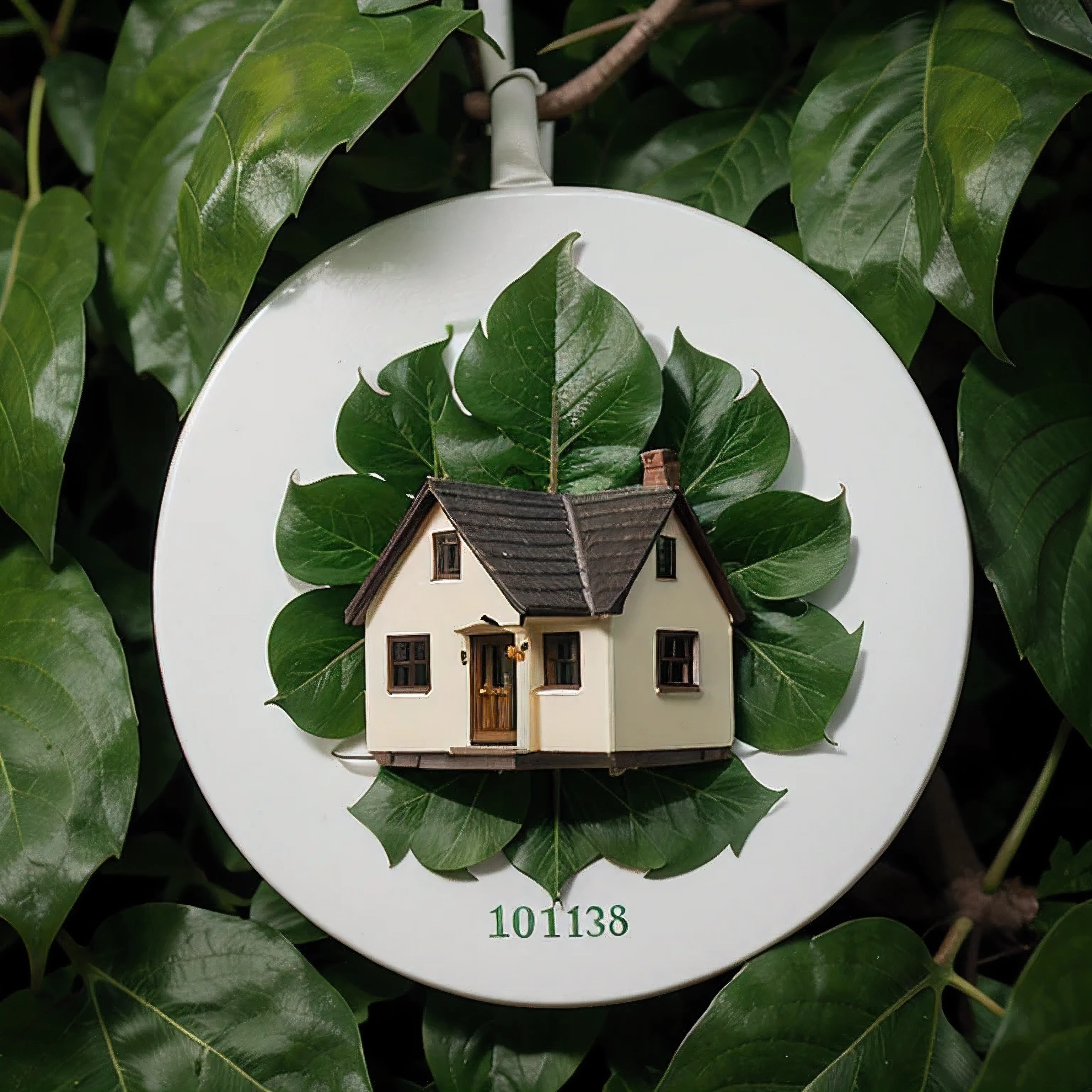 Leaf with background of small house logo