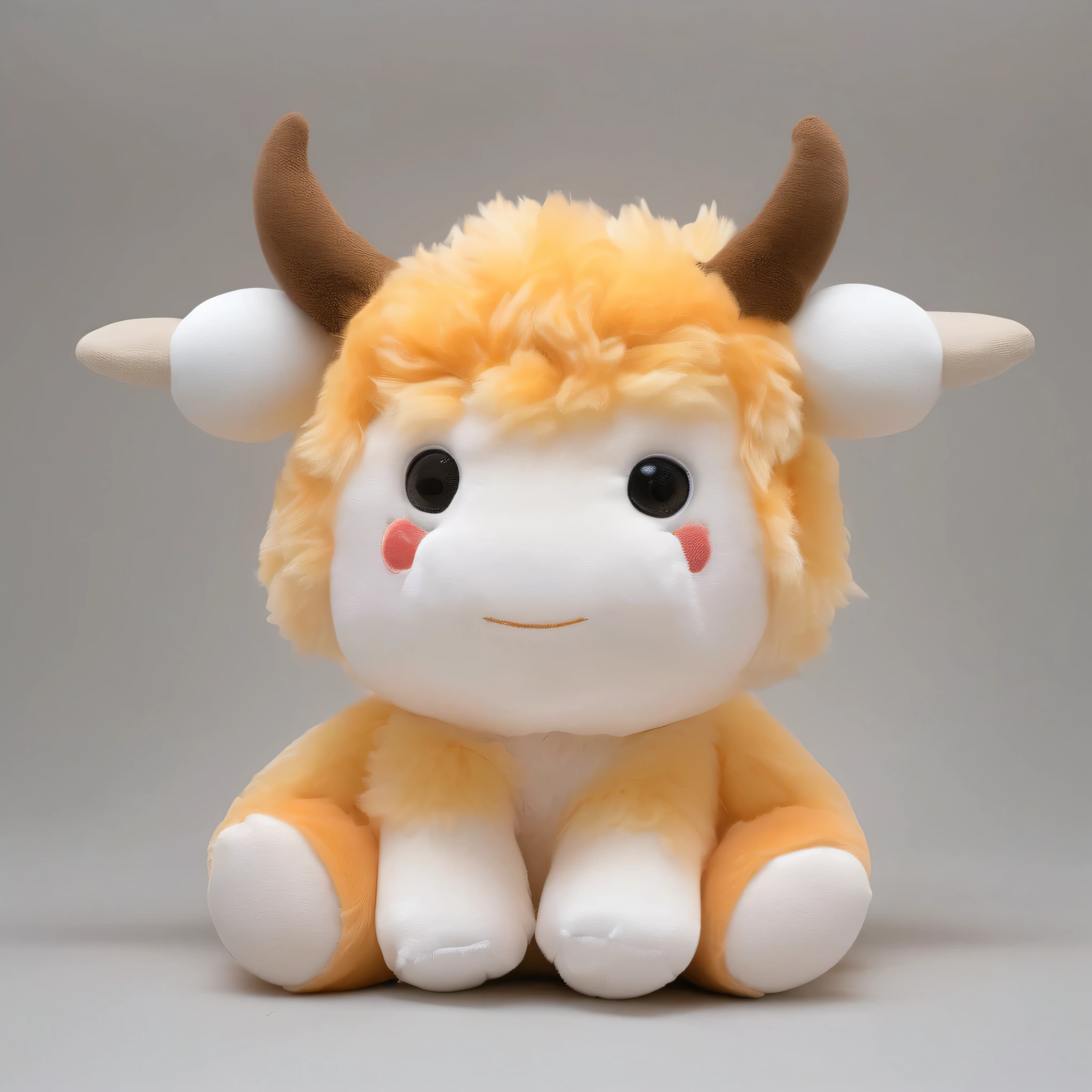 Plush Toys,ox,No humans,Pokémon \(biology\),Solitary,White background,Simple background, :3, sitting,whole body,Looking at the audience, Practical,black eyes