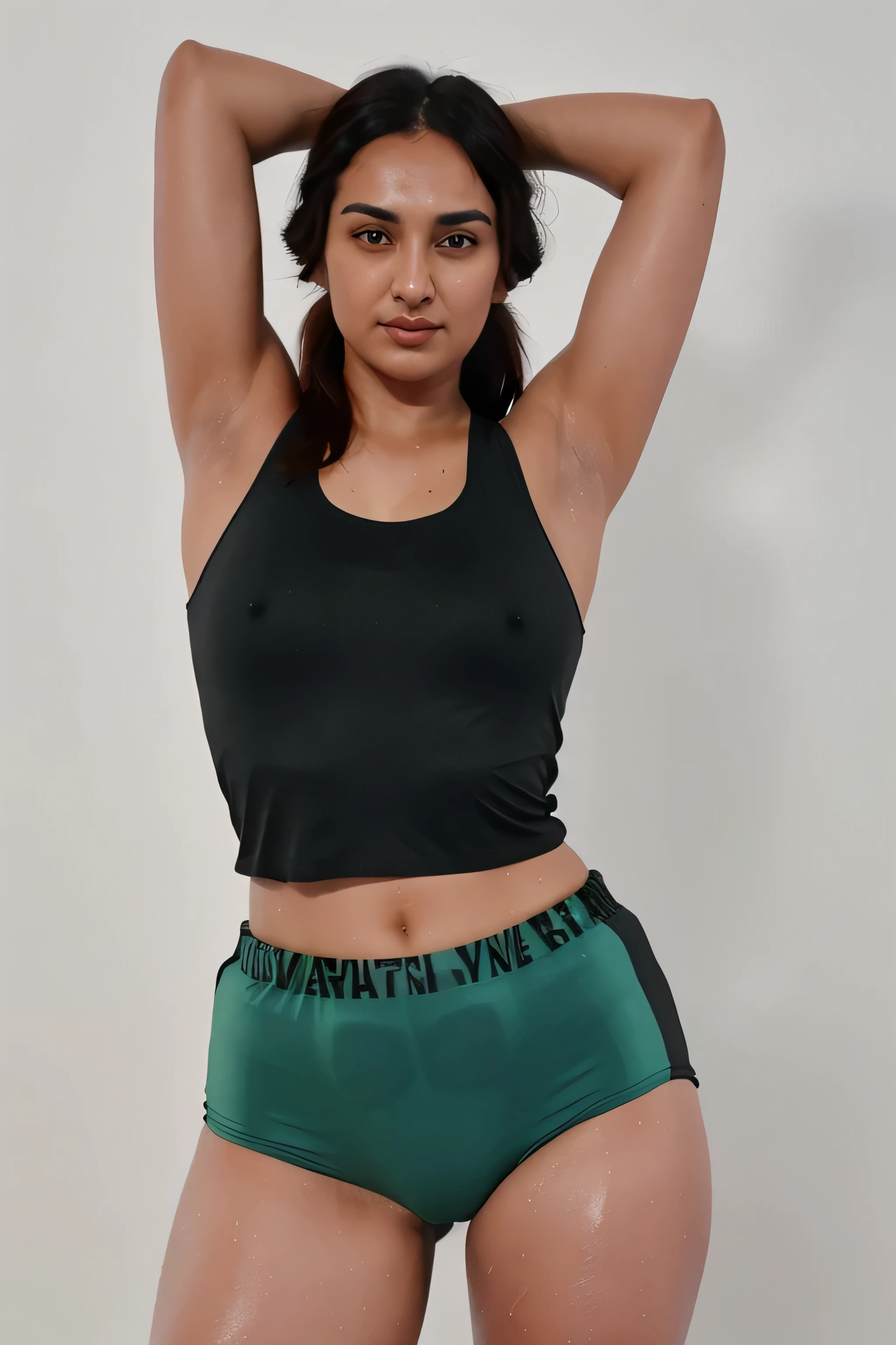 Looks like Sonakshi Sinha,31 year old woman,not too skinny,slightly chubby ,studio quality ,arms up,armpits, armpits,sweat,sweaty,sweaty armpits,awesome armpits,sweating ,sleeveless,exhausted,tired,boxing gloves,red blouse,blackish red outfit,wearing boxing gloves on both hands,arms raised,very tired,sweating,arms raised,both arms raised,sweaty
