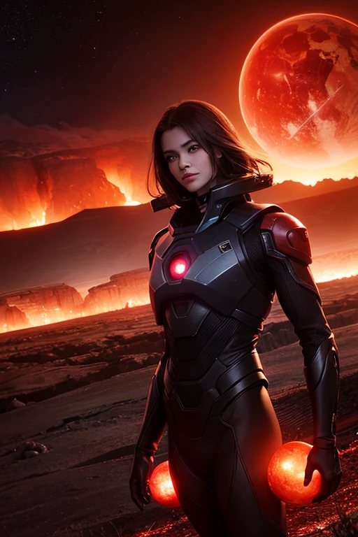 cybernetic earth with a red light inside, scientific earth crust, the earth sprouts lava, earth covers lightly, whole earth, the earth, hollow earth, earth outside, vtm, the planet is warm with canyons, earthy, the planet, the stars and galaxy in the background
