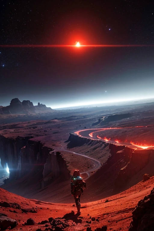 cybernetic earth with a red light inside, scientific earth crust, the earth sprouts lava, earth covers lightly, whole earth, the earth, hollow earth, earth outside, vtm, the planet is warm with canyons, earthy, the planet, the stars and galaxy in the background
