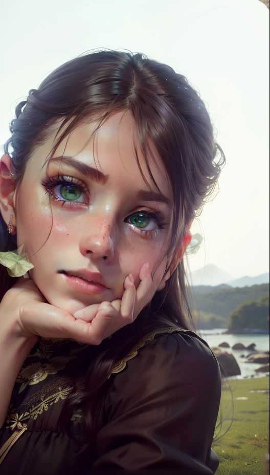 (8k, RAW photo, best quality, masterpiece:1.2), (realistic, photo-realistic:1.37),1girl, dress, green eyes, long hair, ultra detail cloth, beautiful decoration on dress,