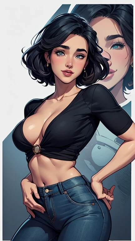 With an ennifer Connelly dragon, very long to the waist and half curly with bangs, seios pequenos, olhos grandes com um brilho apaixonado, olhos verdes mel, Um lindo sorriso, vestindo uma camiseta preta longa com um terno feminino verde e jeans, in a serious and sweet comic-style pose, alta qualidade Jennifer Connelly personagem mulher estilo Jennifer Connelly com marcas de guerras Imagem de desenho animado de uma mulher .Ilustra??o estilo desenho animado, estilo de arte dos desenhos animados, estilo de arte dos desenhos animados, digital illustration style, estilo atompunk projeto de pessoaagens altamente detalhado, arte digital detalhada coragem, Forest fan art, Design de personagens de retrato, beautiful digital illustration, retrato de alta qualidade, Arte em quadrinhos, mulher jovem cabelo com transas lindas . Queen Anna by Jennifer Connelly lined eyes Medium large bust and wonderful sexy clothes. image expression of sexual desire from waist to head illustration Queen Anne of Arendelle atompunk style Fallout 4 style pose playboy magazine sensual witch Character cartoon style facial expression happy beautiful smile and six medium small portrait mode waist up with lots of gold around her other stones portrait precious mode waist up queen of the south Jennifer Connelly GTA scenery dominatrix gold coins chest with jewelry with her boyfriend, um homem com barba preta, armado com um estilo militar, Jennifer Connelly Turnaround sheet Creates multiple images in different poses of the same cartoon character:1.2), Woman from southern Brazil Drawing Gaucha ART Artline white background woman Cartoon image of a woman , roupas sensuais , garota super valente destemida , Ilustra??o estilo desenho animado, estilo de arte dos desenhos animados, estilo de arte dos desenhos animados, digital illustration style, projeto de pessoaagens altamente detalhado, arte digital detalhada fofa, City fan art, Xena Personagem Christina R