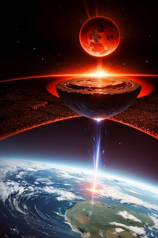 cybernetic earth with a red light inside, scientific earth crust, the earth sprouts lava, earth's mantle, earth covers lightly, whole earth, the earth, hollow earth, earth outside, vtm, the planet is warm with canyons, earthy, the planet, the stars and galaxy in the background