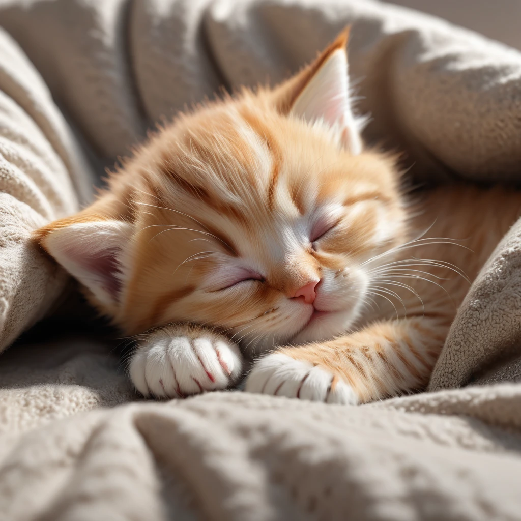 (highest quality,4K,8k,High resolution,masterpiece:1.2),Very detailed,(Realistic,photoRealistic,photo-Realistic:1.37),Sleeping kitten、