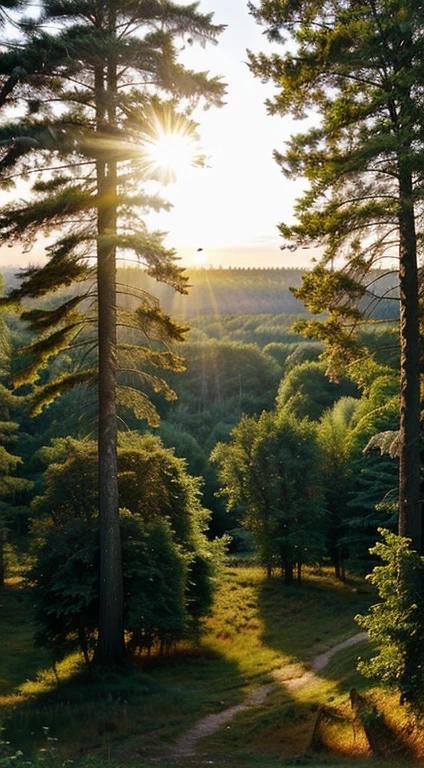 Good morning post, most beautiful nature, Sun raising time , bird's are flying, white mixed space, forest area, sun lights are coming tomorrow Earth, from the trees