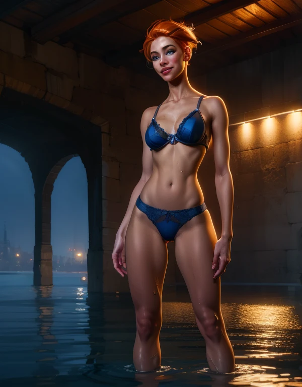 moria,heterochromia,short hair,orange hair,red eye,blue eyes,
Lace panties,lace bra, small breasts, wet body, wet legs,
cozy home,night, standing, from under, smiling, sexy, full body,
(insanely detailed, masterpiece, best quality),solo,