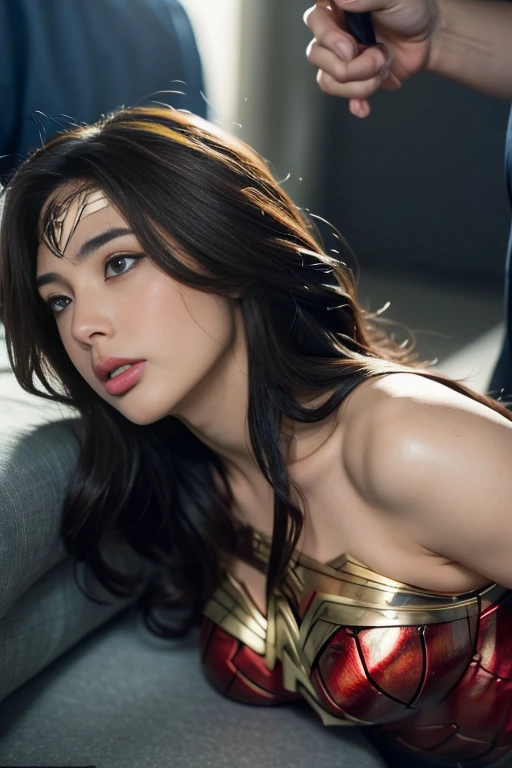 私はWonder Womanです、完璧なWonder Womanの衣装,On all fours,Hug from the front,お姫様Hugged,Hugged,Being strangled,You can hold it,Leaning on the man,Hugged,Can be lifted,Men lick my face with their tongues,The guys lick my head with their tongues,Men lick my hair with their tongues,My body is licked by men,sleeping face,Close ~ eyes,Open your mouth,Tired face,Face of Suffering,sleeping face,Being slapped in the face,Getting punched in the face,Fighting with men,Fight with the men,Surrounded by men,,Caught between the men,Being held back by men,Entanglement with males, Attacked by men,Brown Hair, masterpiece、beautiful girl、fine 目、puffy eyes、highest quality, 超High resolution, (reality: 1.4), Cinema Lighting,so beautiful、Beautiful Skin、(超reality的な)、(High resolution)、(8k)、(Very detailed)、(beautiful and fine 目)、(Very detailed)、 Detailed face、Diagonal bangle hair、Brown Hair、20-year-old、Wonder Womanのコスプレ,Wonder Woman