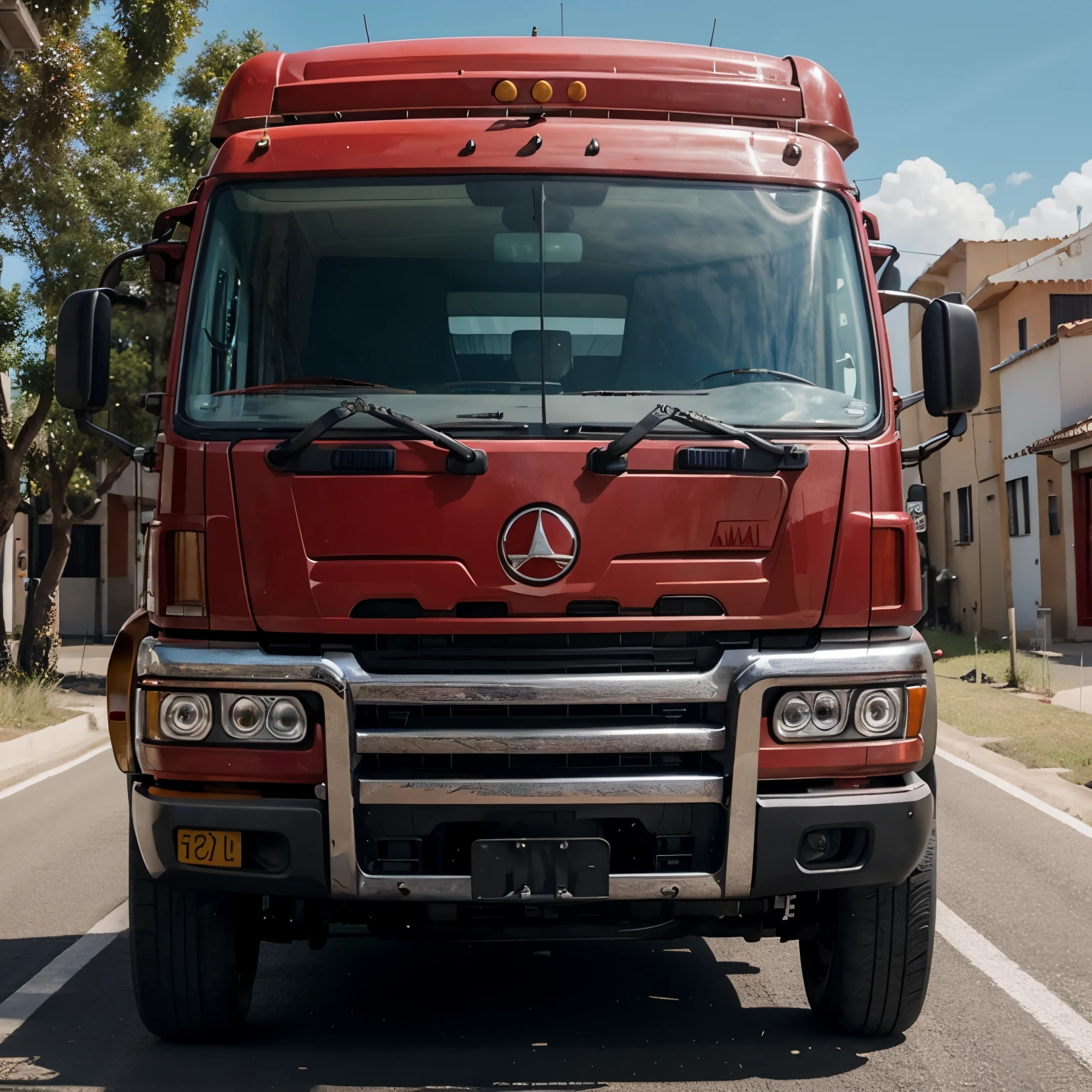 Camioneta roja con accesorios cromados