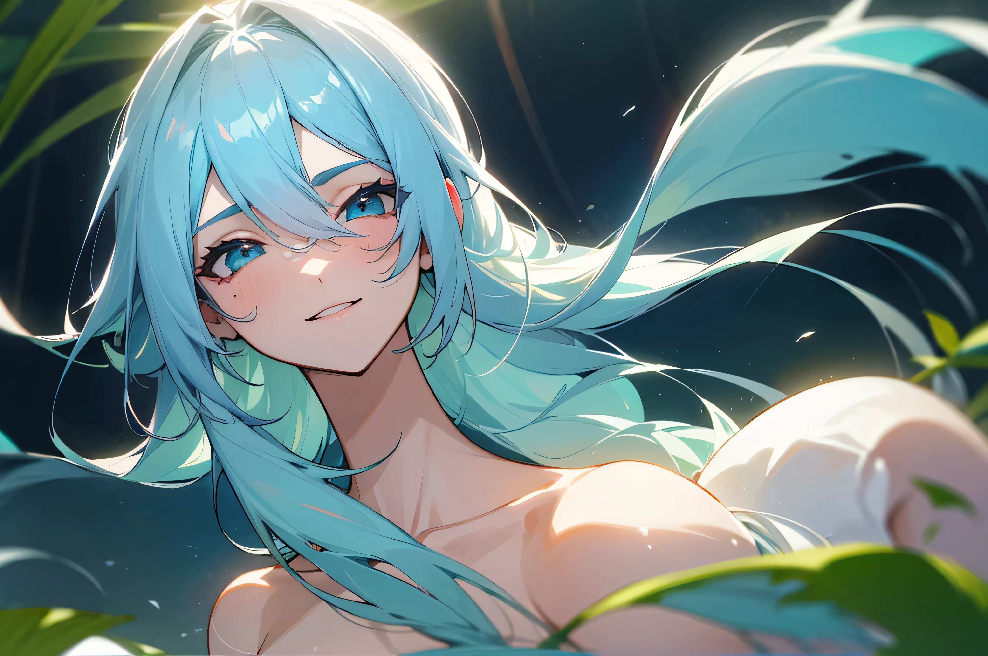 (melhor qualidade,high resolution:1.2),linda garota de cabelos RUIVO COM LOIRO, SOLTO, CABELO VOM AS PONTAS CURVADAS, olhos VERDE AZULADO extremamente claros,SERIOUS BUT BEAUTIFUL face,delicate features,charme de ,youthful appearance,sexy expression ,fundo do jardim,Lush vegetation,borboletas flutuantes,flores coloridas,felicidade e alegria,cores vivas,soft lighting
