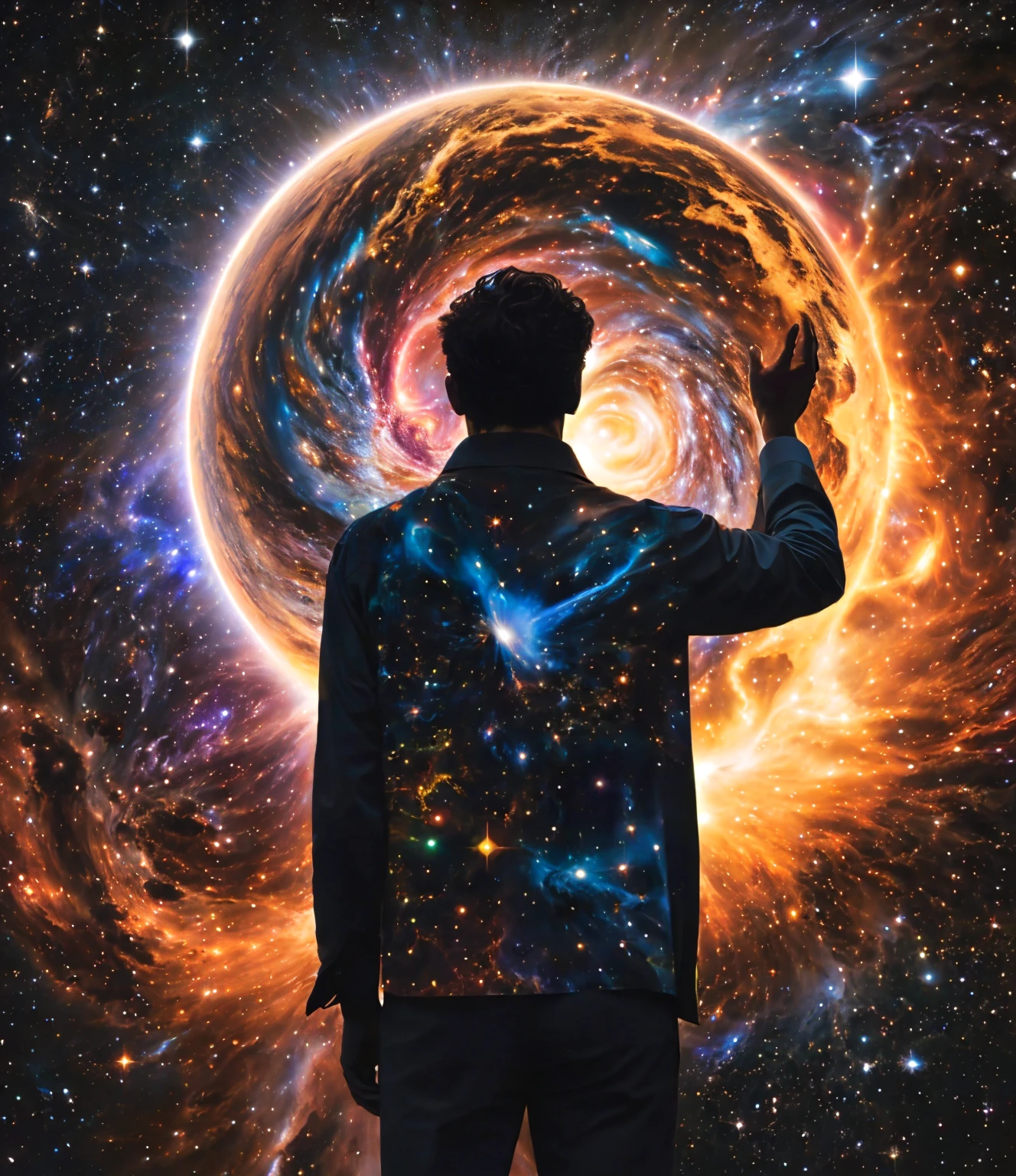 Man on the verge of the creation of the universe